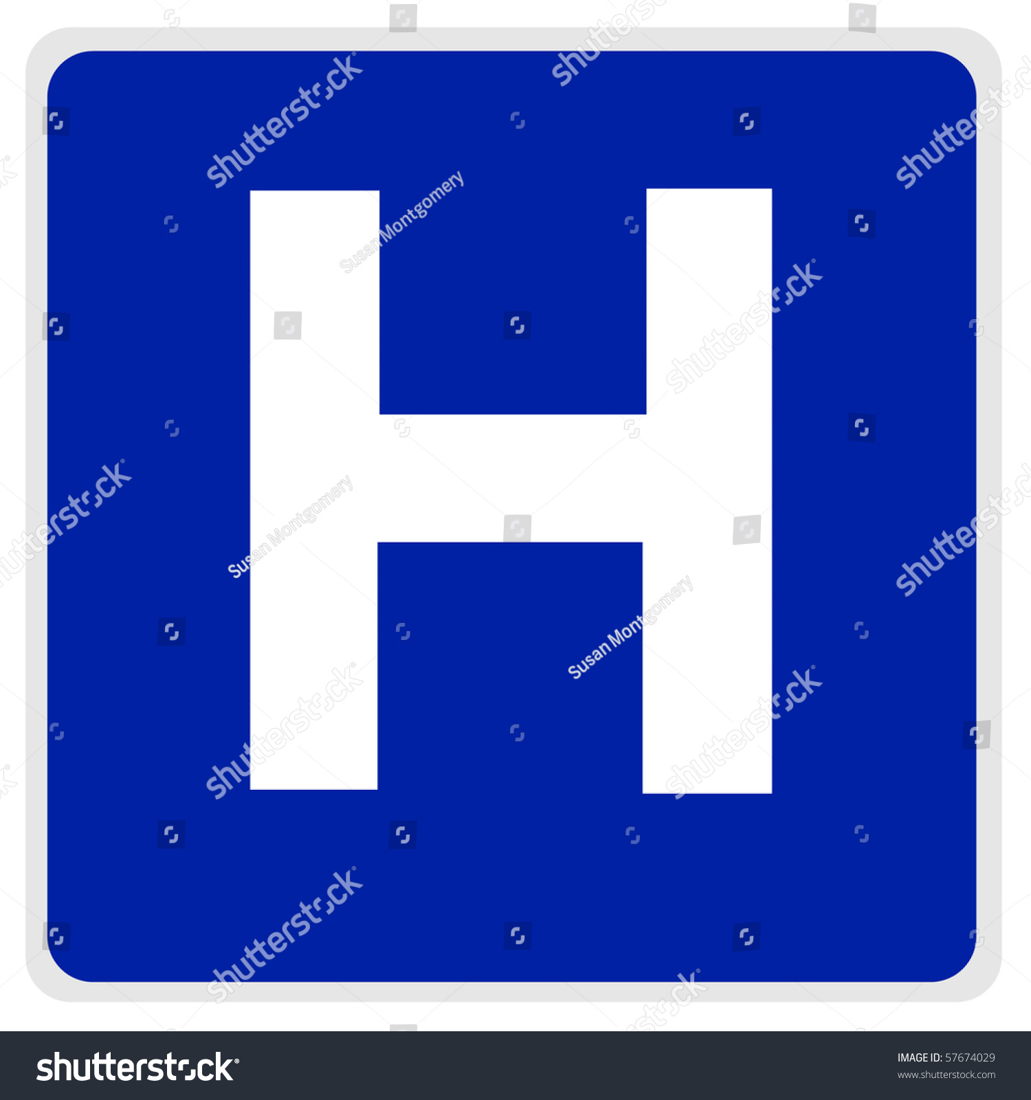 Road Sign Blue White H Hospital Stock Illustration 57674029 ...