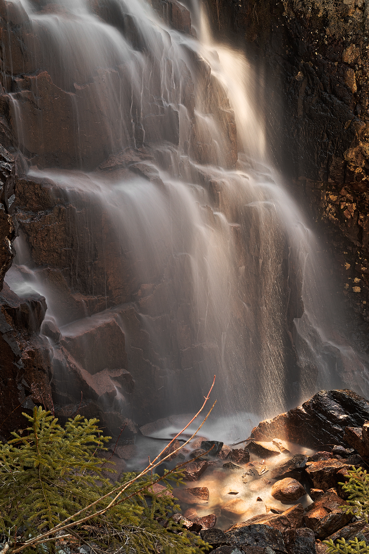 Hadlock Sunbeam Falls - HDR, Acadia, Pouring, Scenic, Scenery, HQ Photo