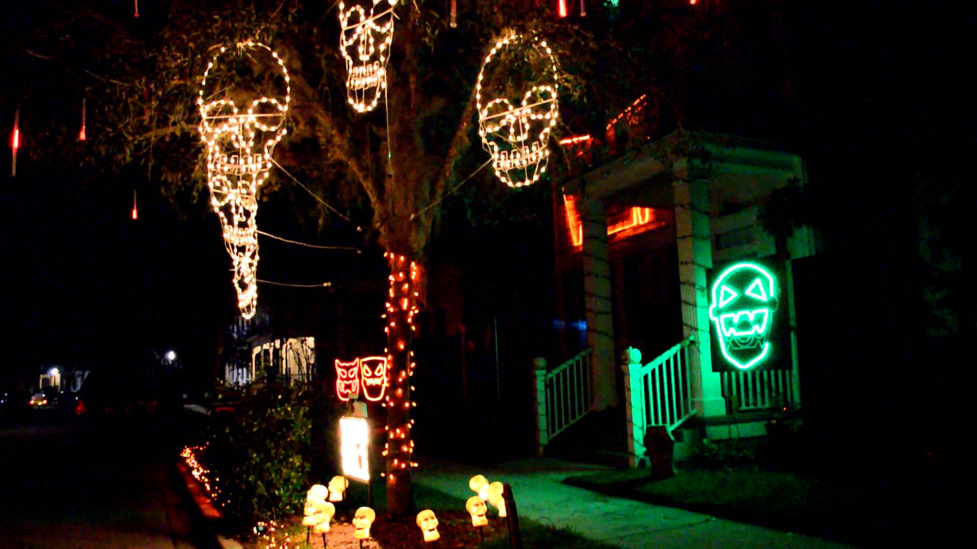 Incredible Halloween Lights and Sound Outdoor Decorations - YouTube