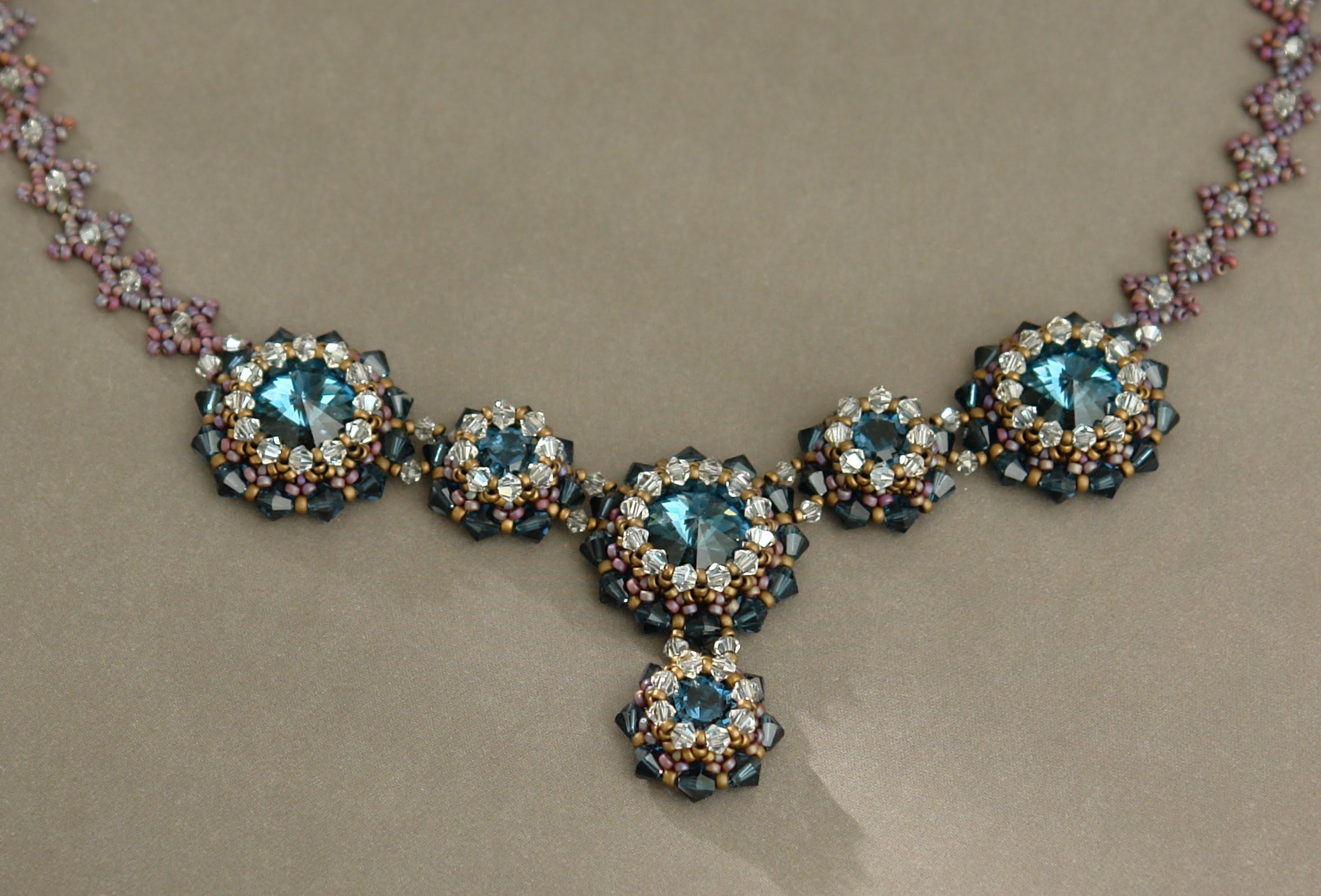 Sidonia's handmade jewelry - Blue Roses Necklace - Swarovski ...