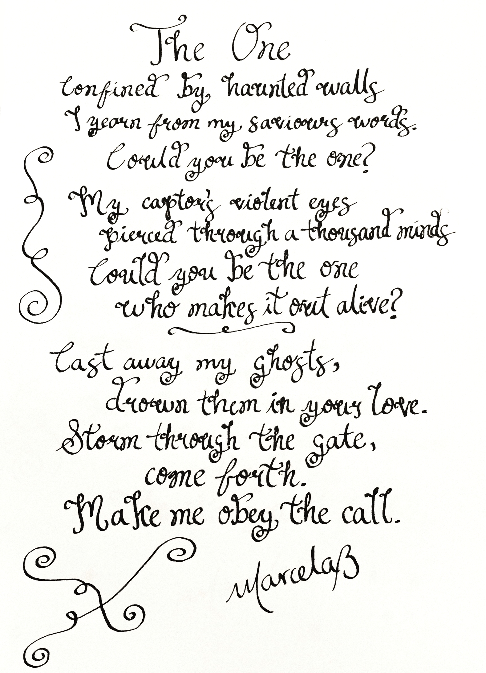 Handwritten lyrics – Marcela Bovio