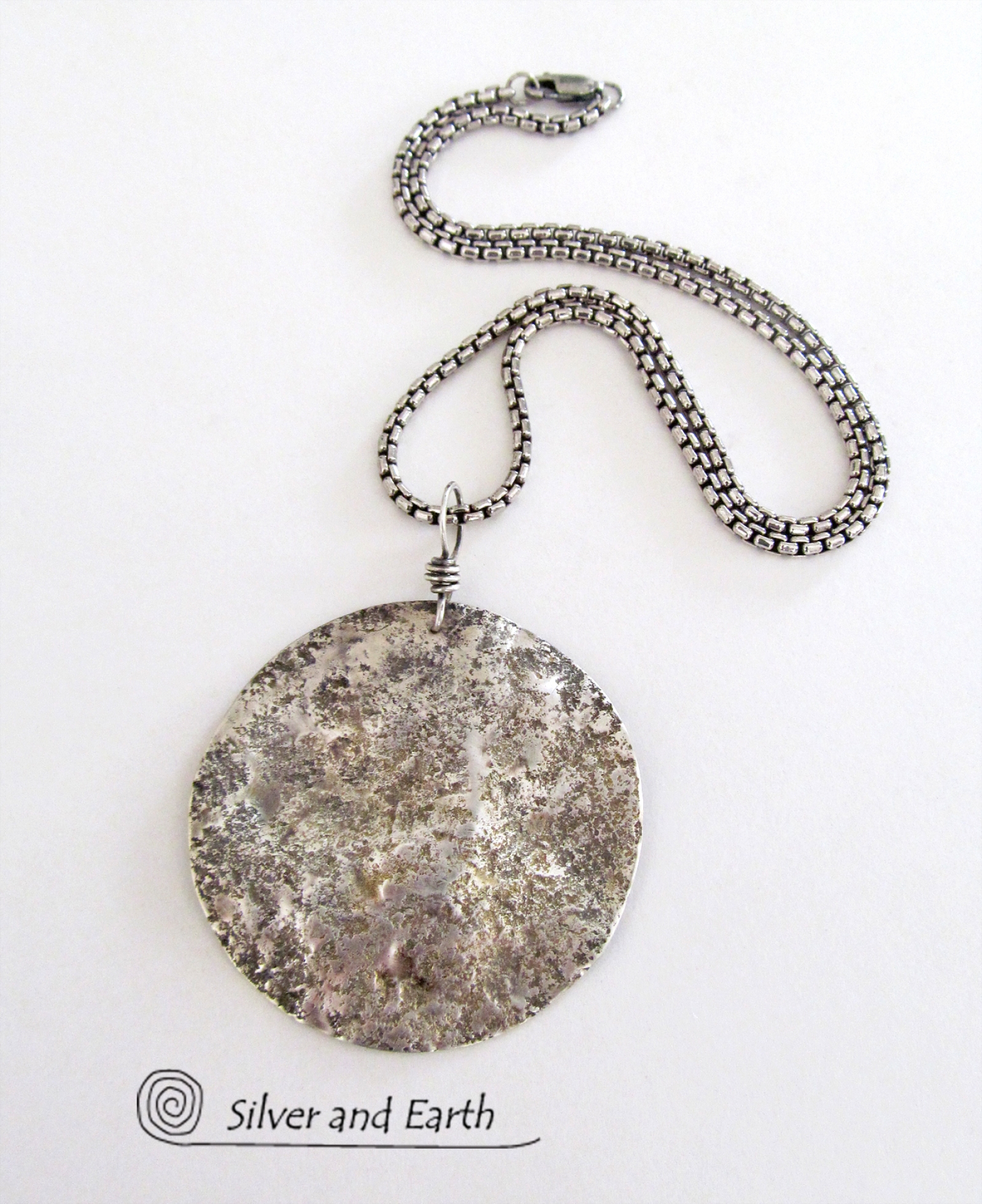 Hammered Sterling Silver Moon Necklace - Handmade Celestial Jewelry ...