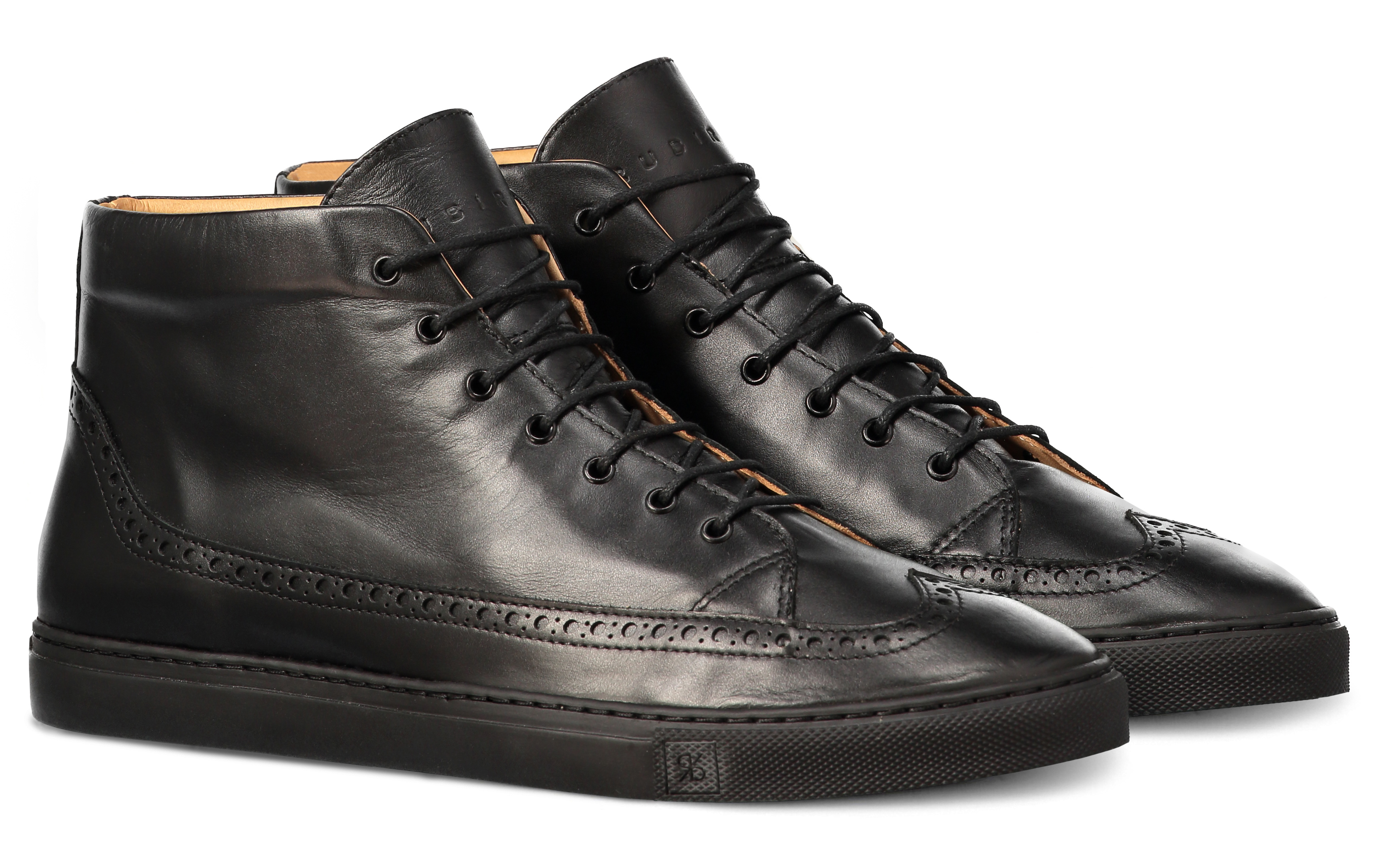 RUBIROSA Brand– Handmade Black High Sneakers in Leather