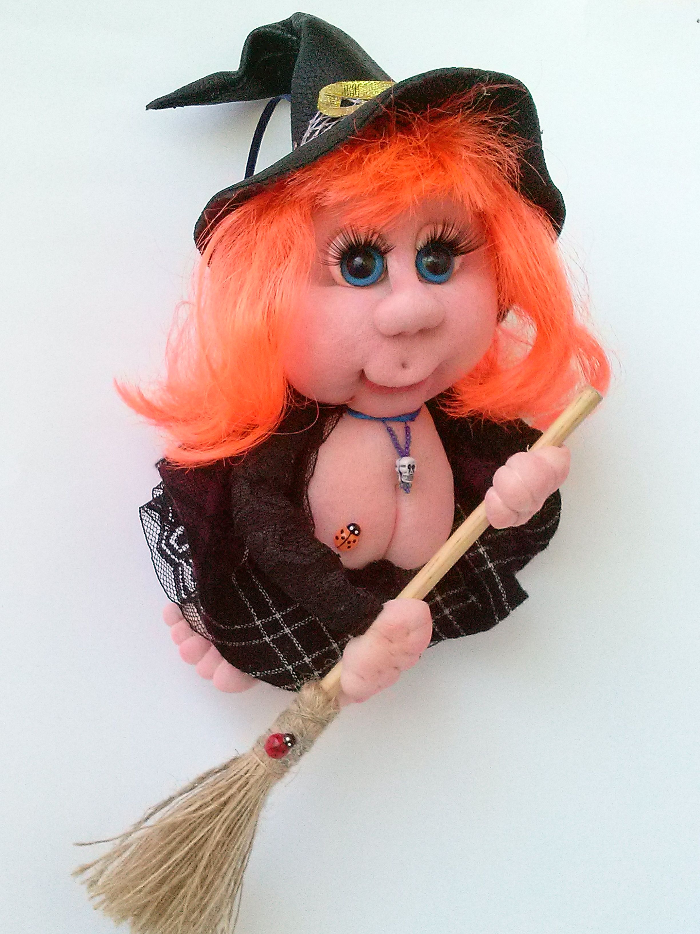 This is Halloween Witch Doll Ooak Red Haired Witch Halloween decor ...
