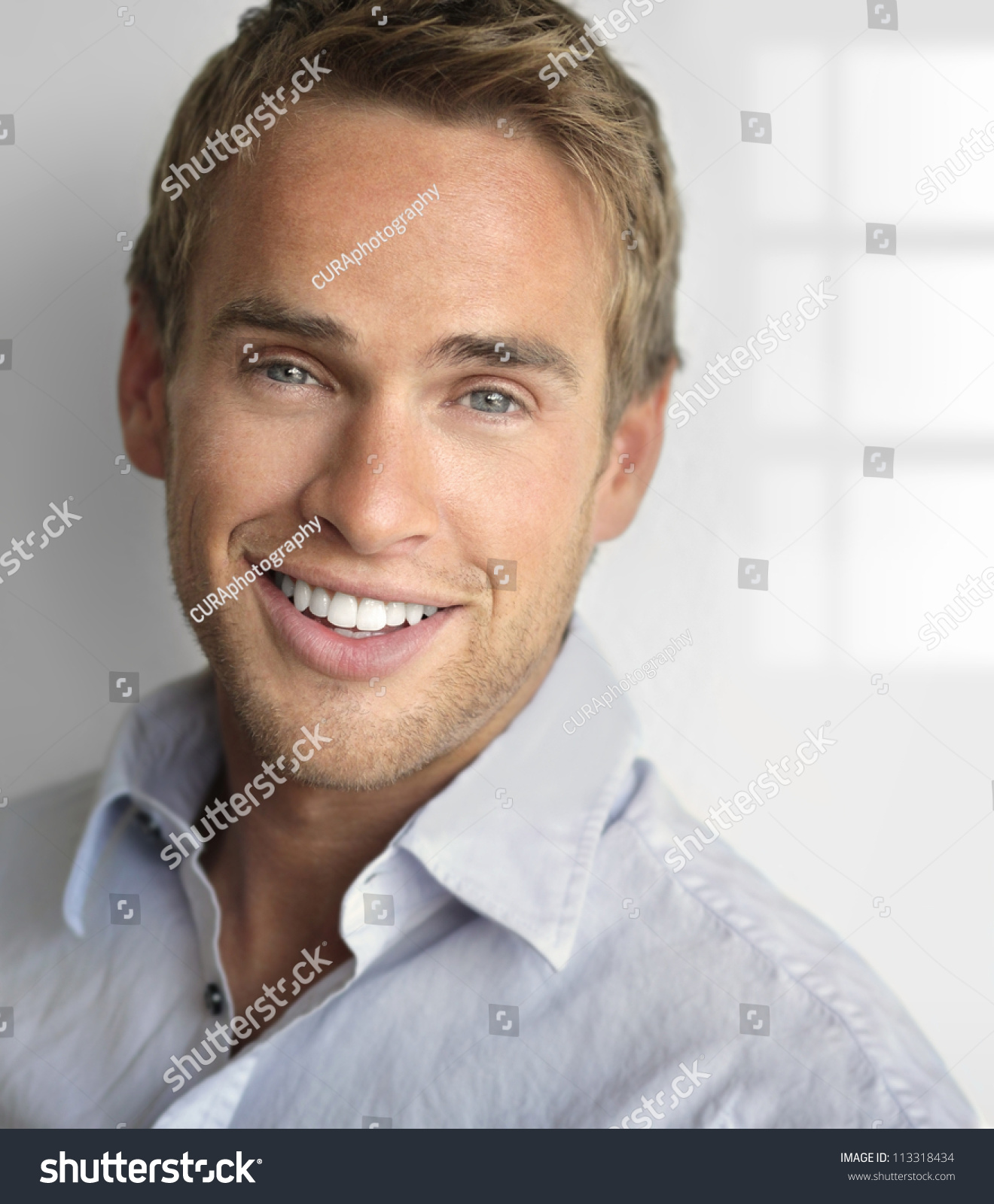 Portrait Handsome Young Man Stock Photo (Royalty Free) 113318434 ...