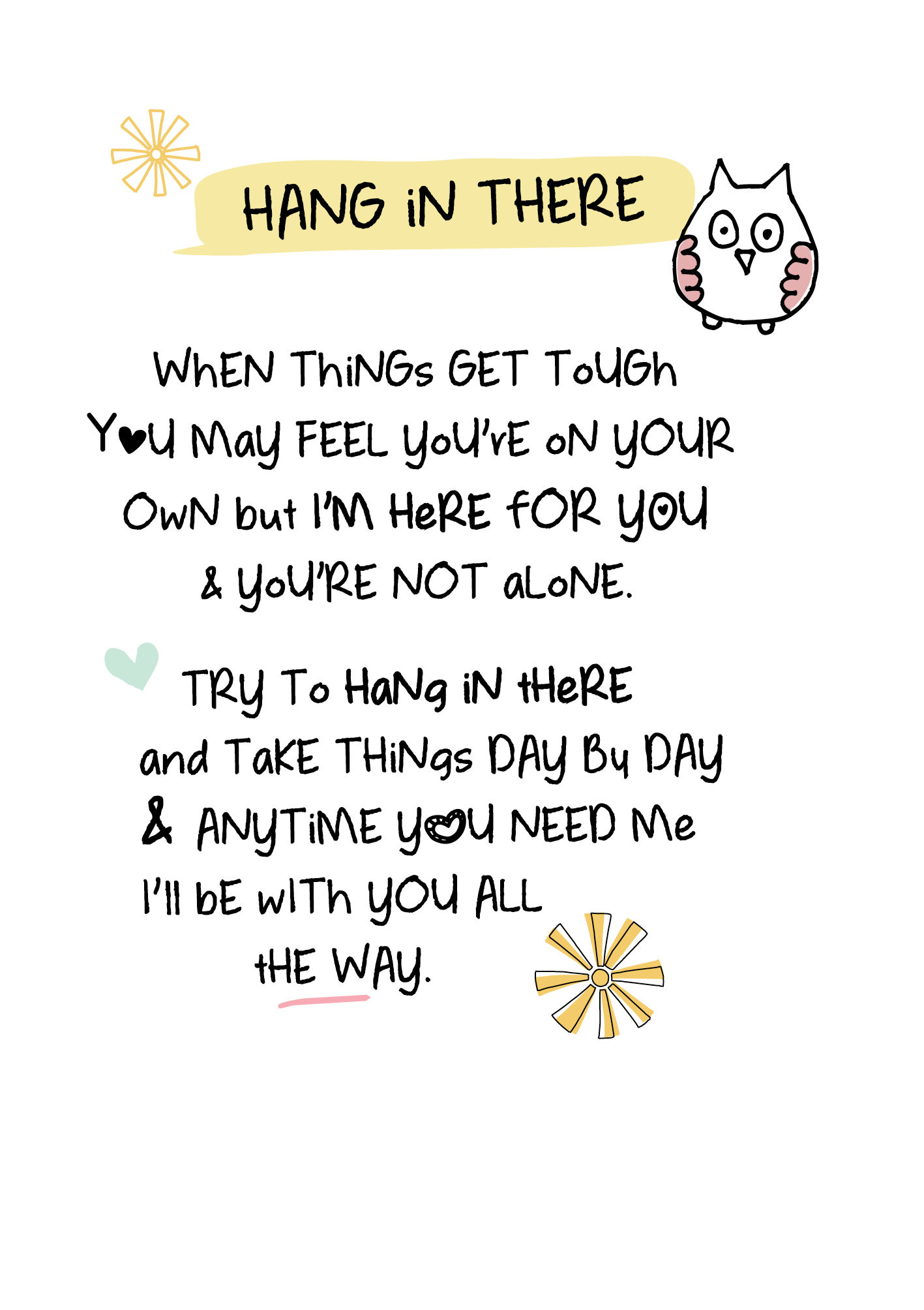 Hang In There Inspired Words Greeting Card Blank Inside | Blank Any ...
