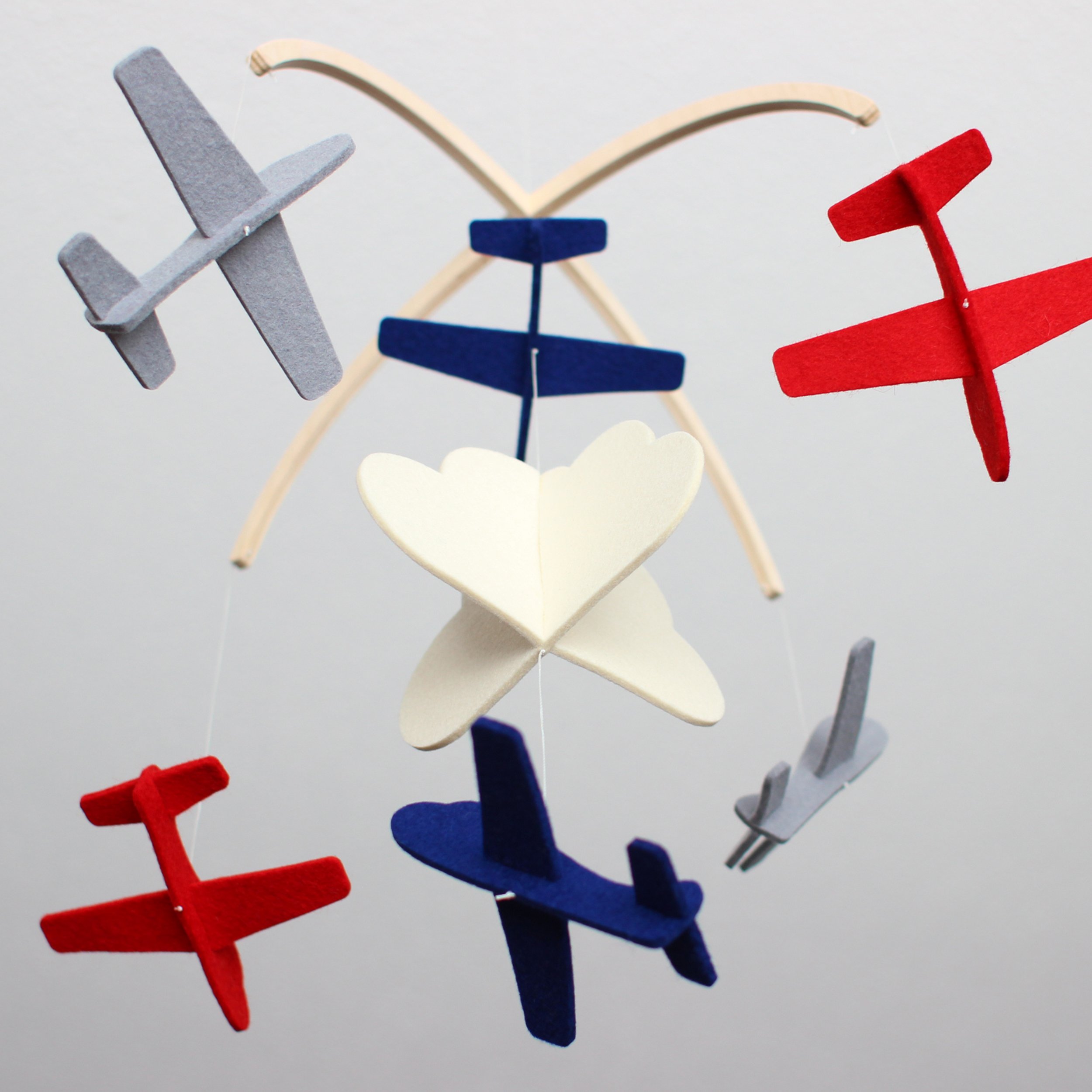 Hanging Baby Mobile - Red, Navy & Blue Airplanes Nursery Mobile by ...