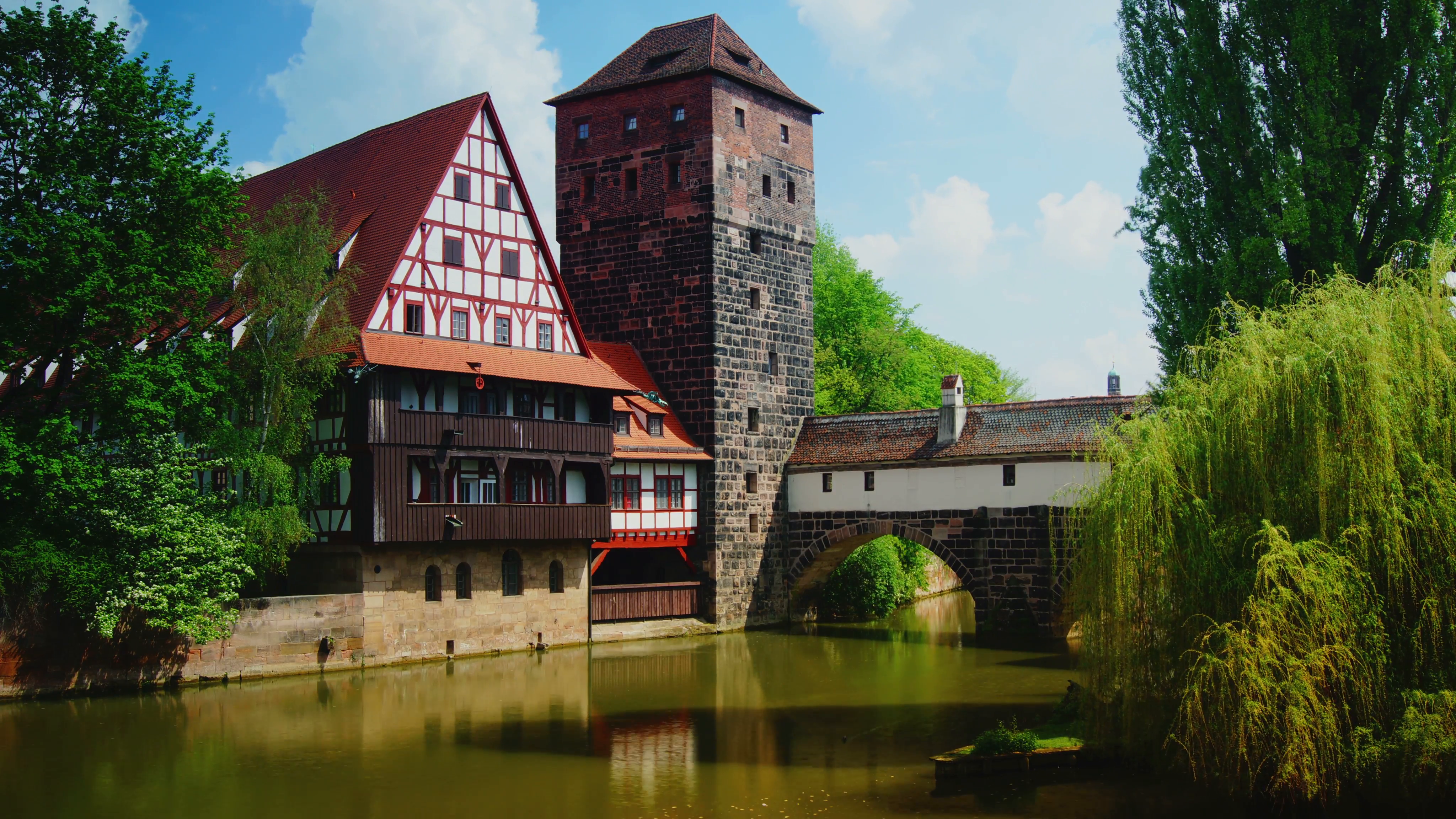 Editorial-Wine Store and Hangman's Bridge Nuremberg time lapse ...