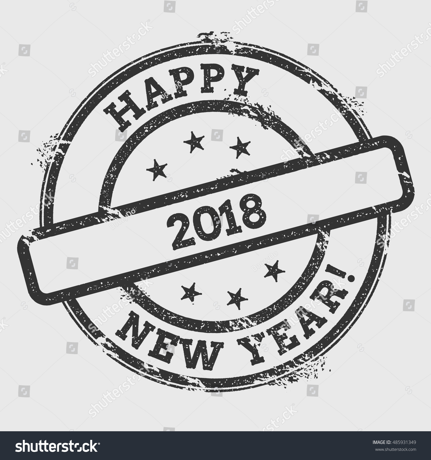 Happy 2018 New Year Rubber Stamp Stock Vector 485931349 - Shutterstock