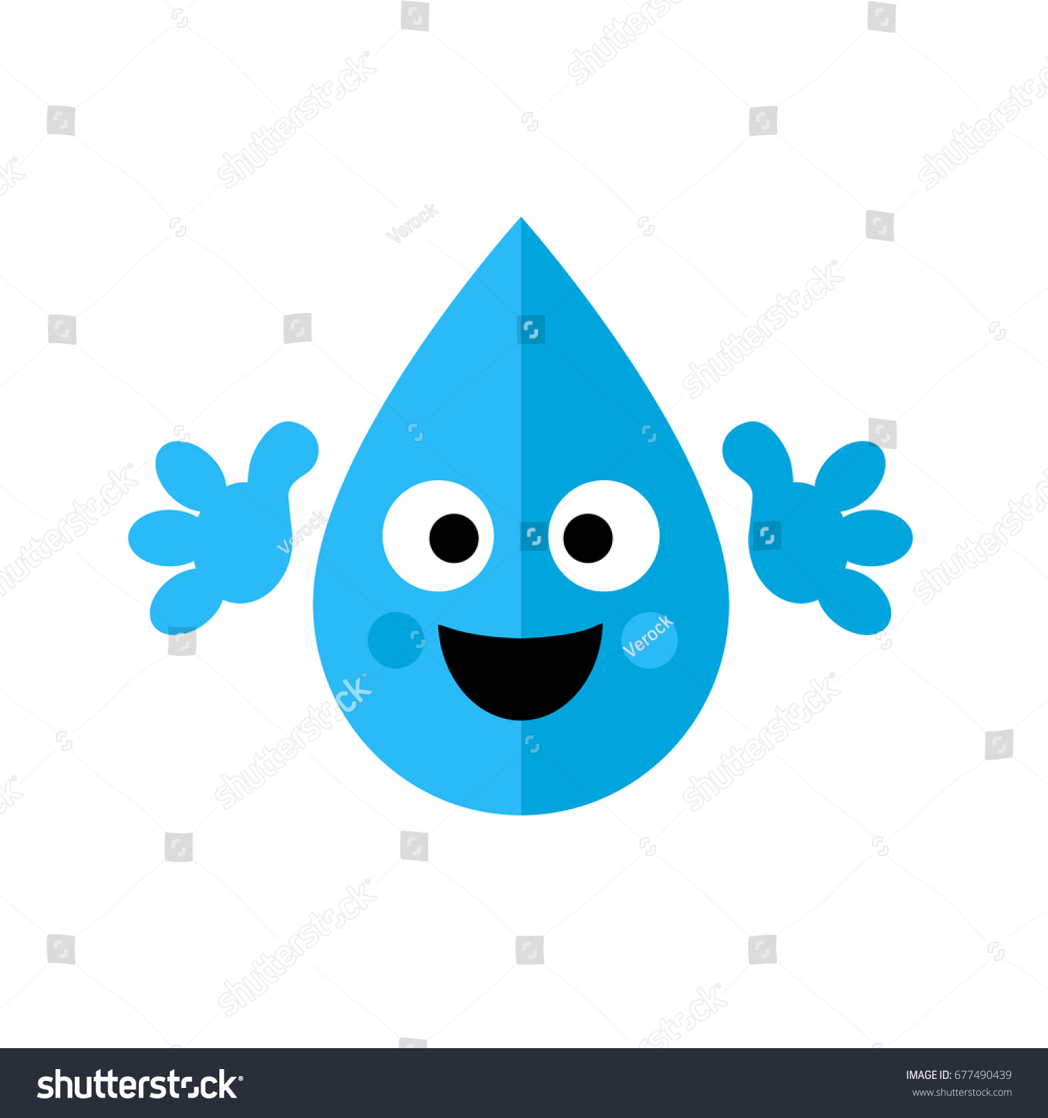 Happy Water Drop Cartoon Character Icon Stock Illustration 677490439 ...