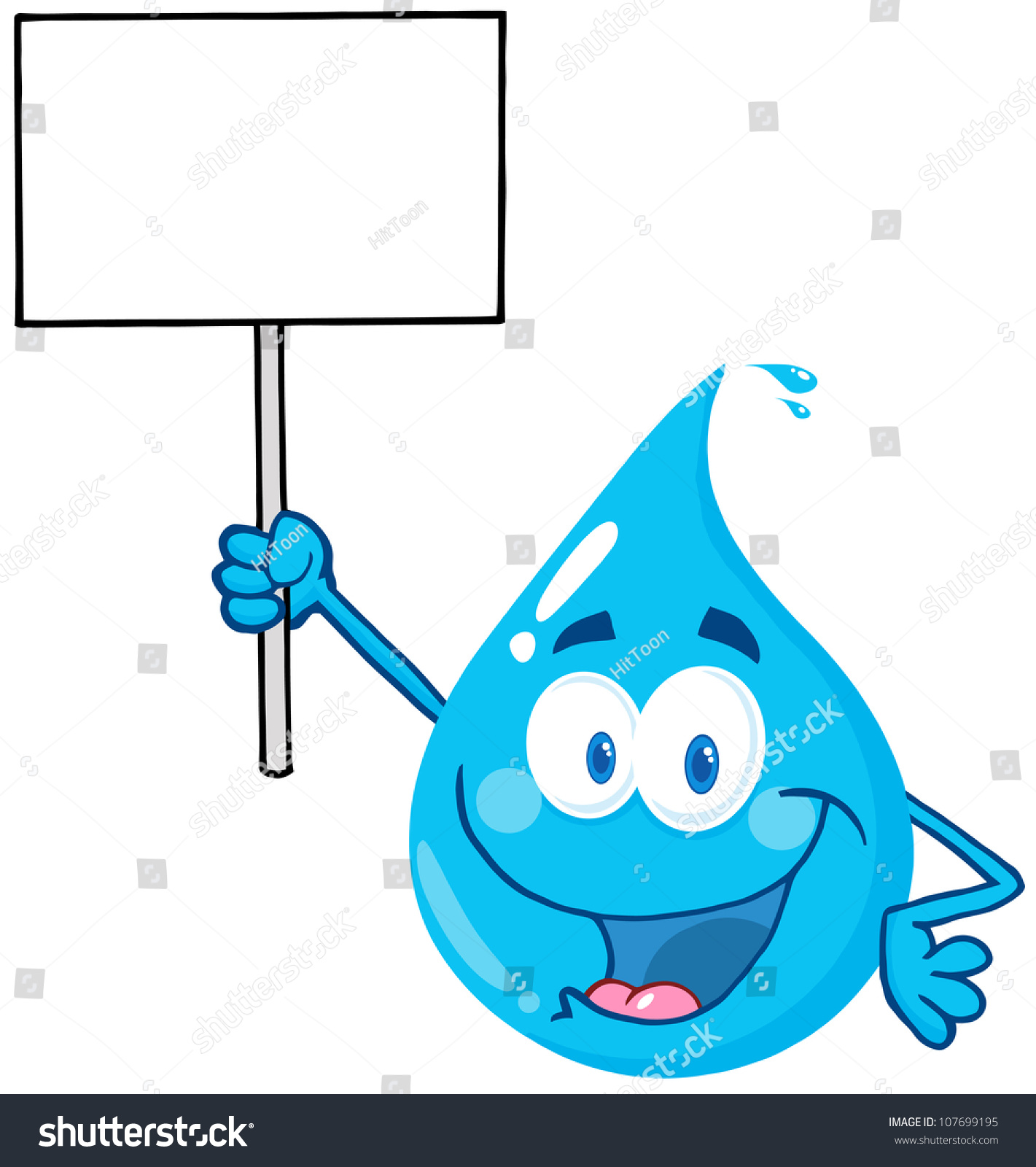 Happy Water Drop Character Holding Blank Stock Illustration ...