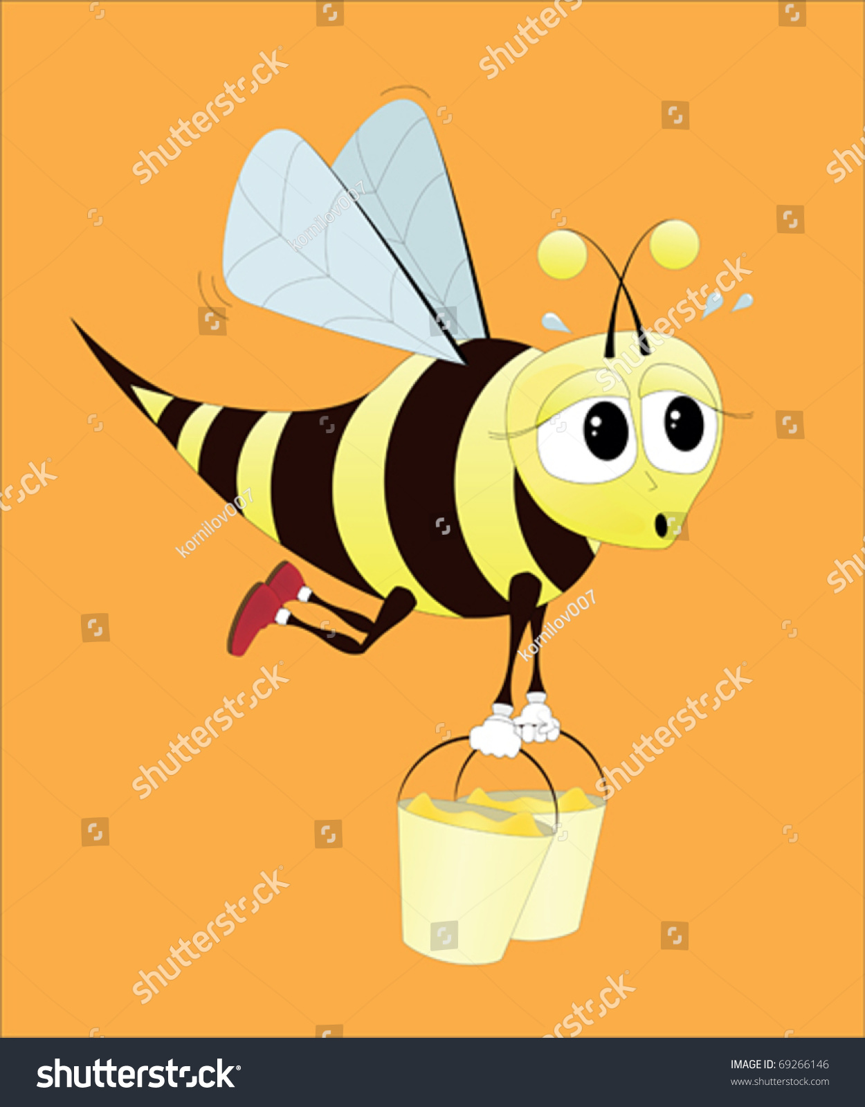 Hard Working Bee Stock Vector 69266146 - Shutterstock