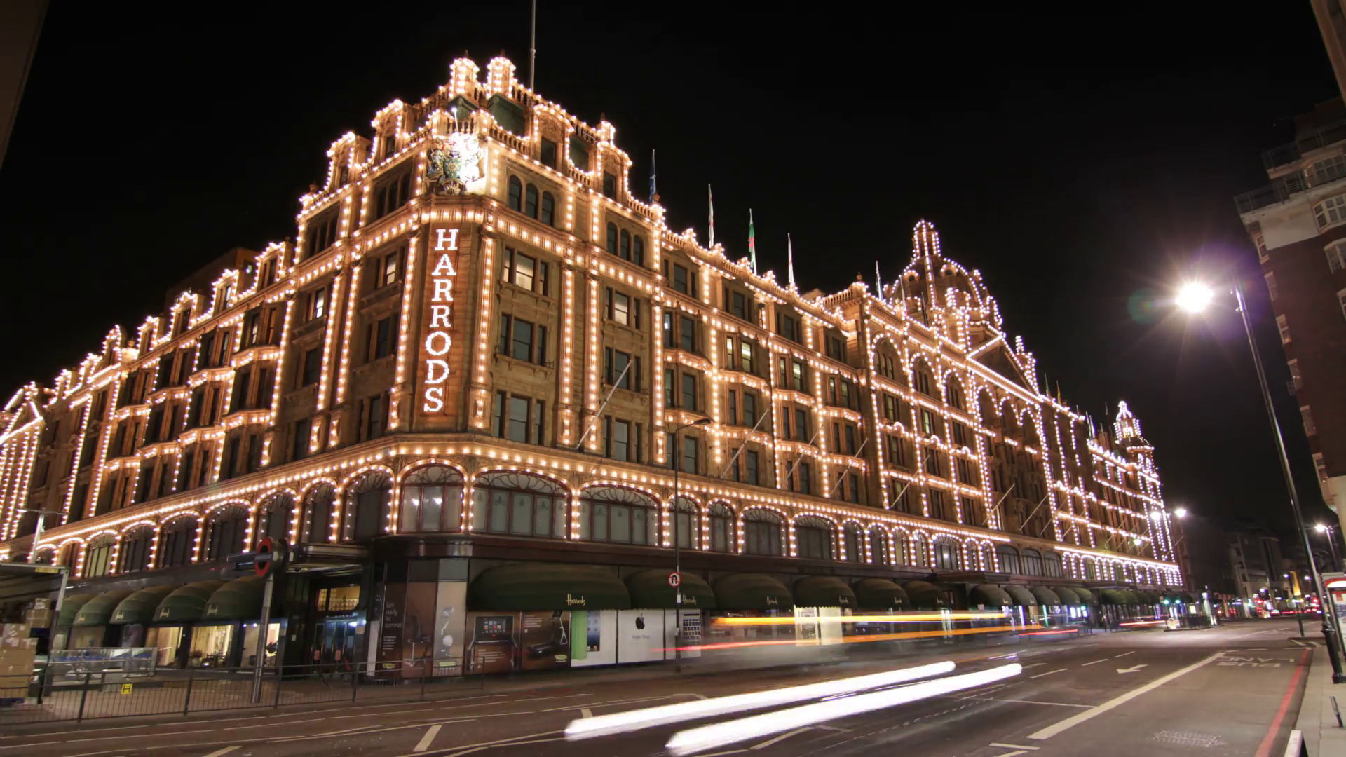 LONDON, UK - April 3rd: Time lapse of Harrods department store at ...