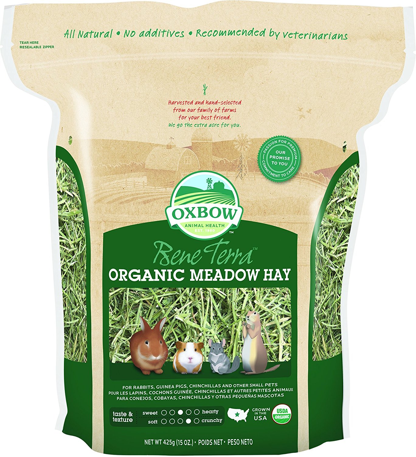 Amazon.com : Oxbow BeneTerra Organic Meadow Hay, 15-Ounce Bag : Pet ...