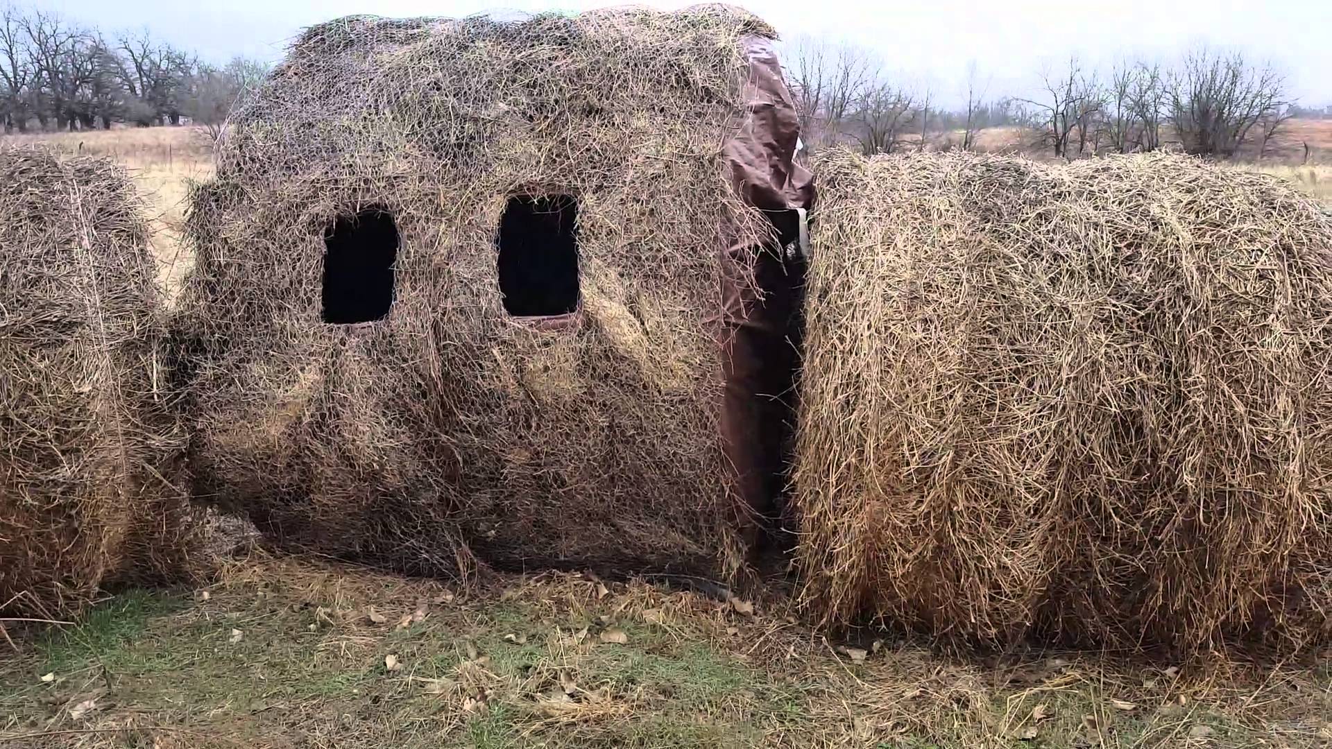 Home made hay bale blind - YouTube