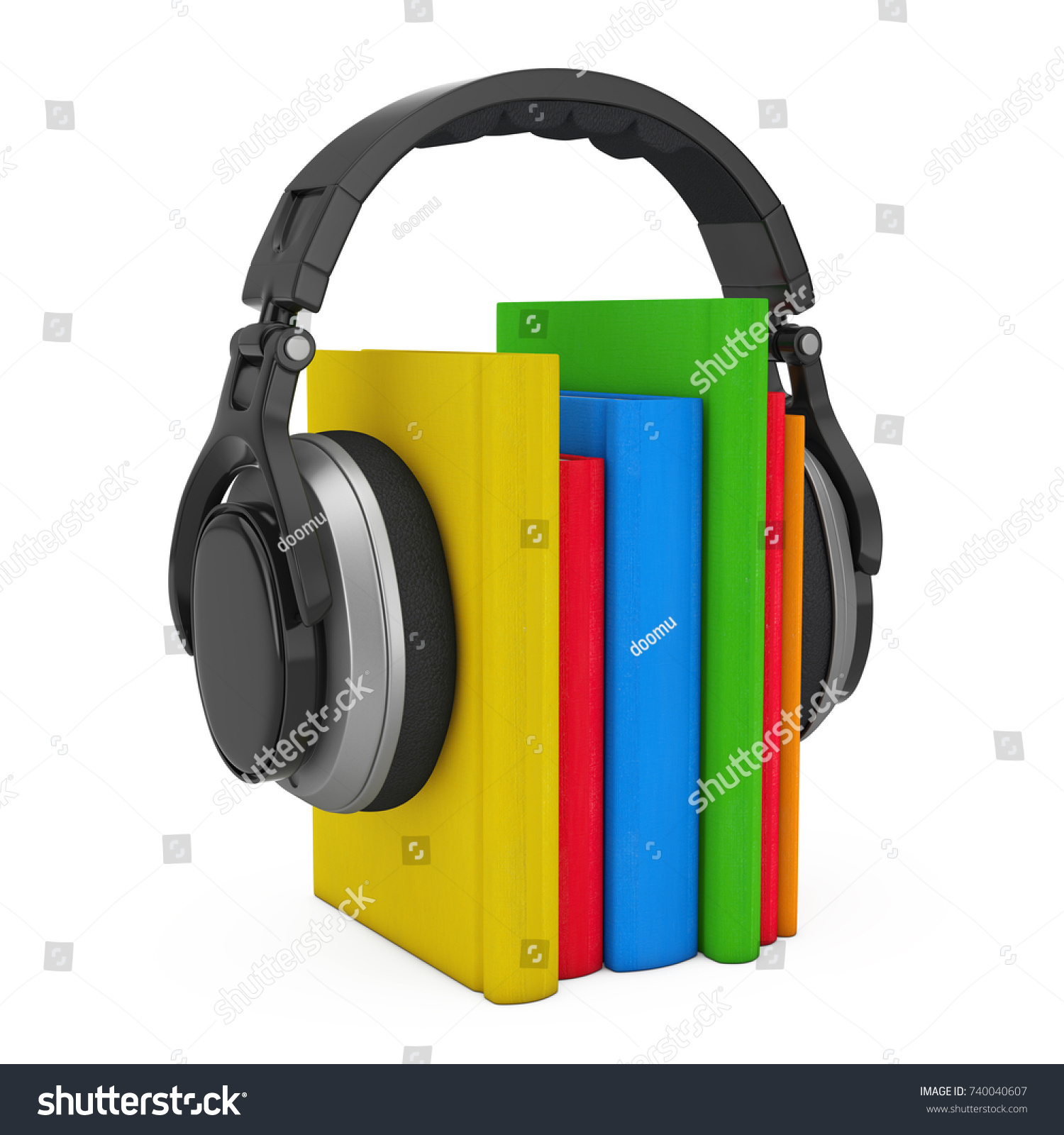 Audio Book Concept Black Wireless Headphones Stock Illustration ...