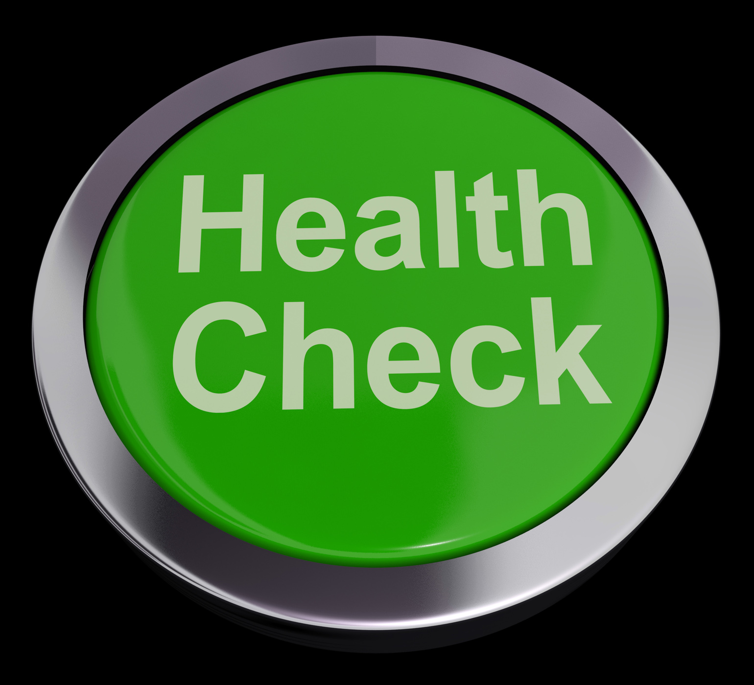 Health check button in green showing medical examination photo