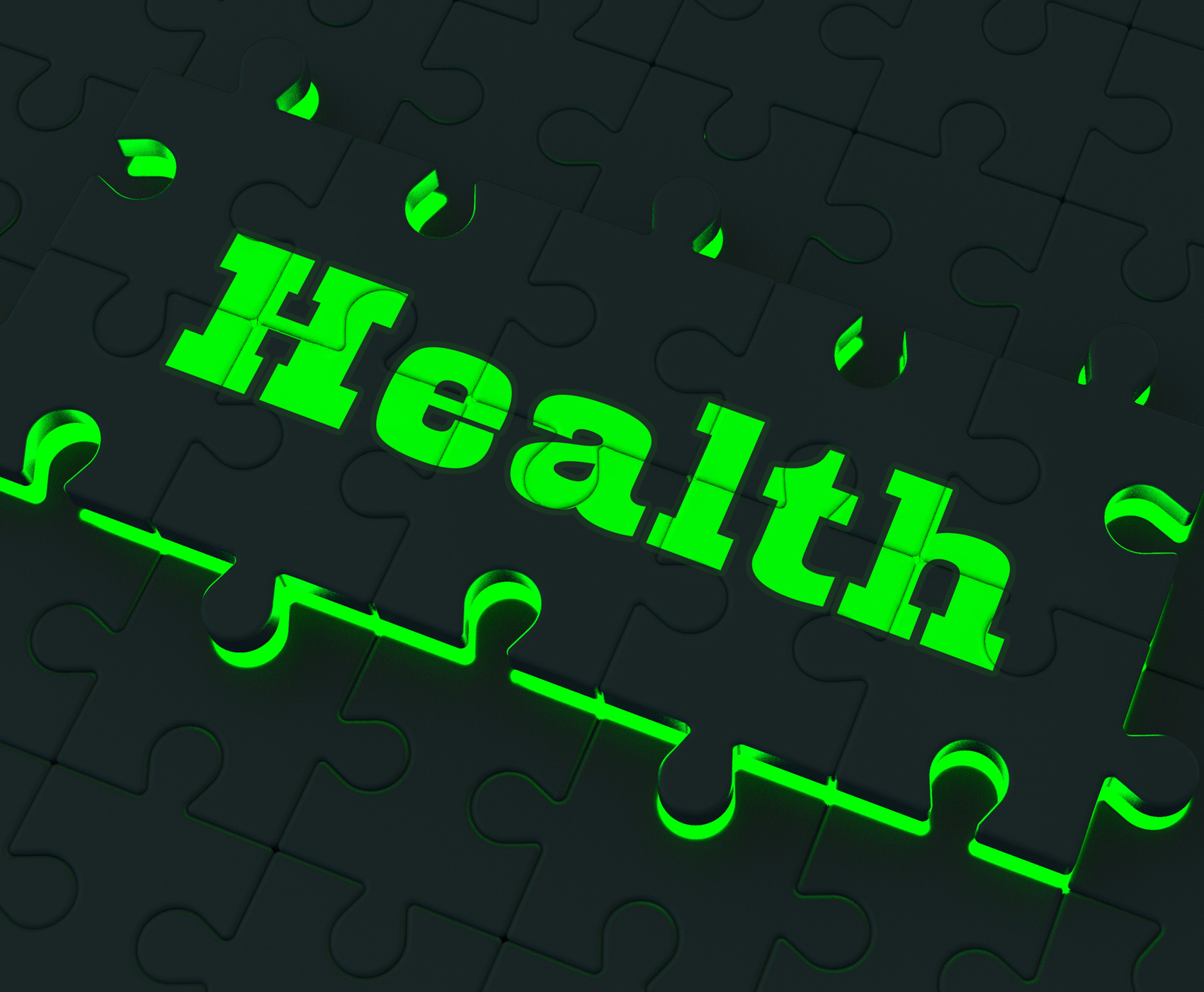 Health puzzle shows healthy medical care and wellbeing photo