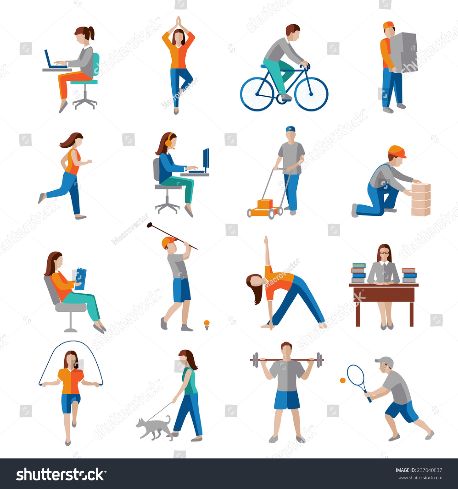 Physical Activity Healthy Lifestyle Icons Set Stock Illustration ...