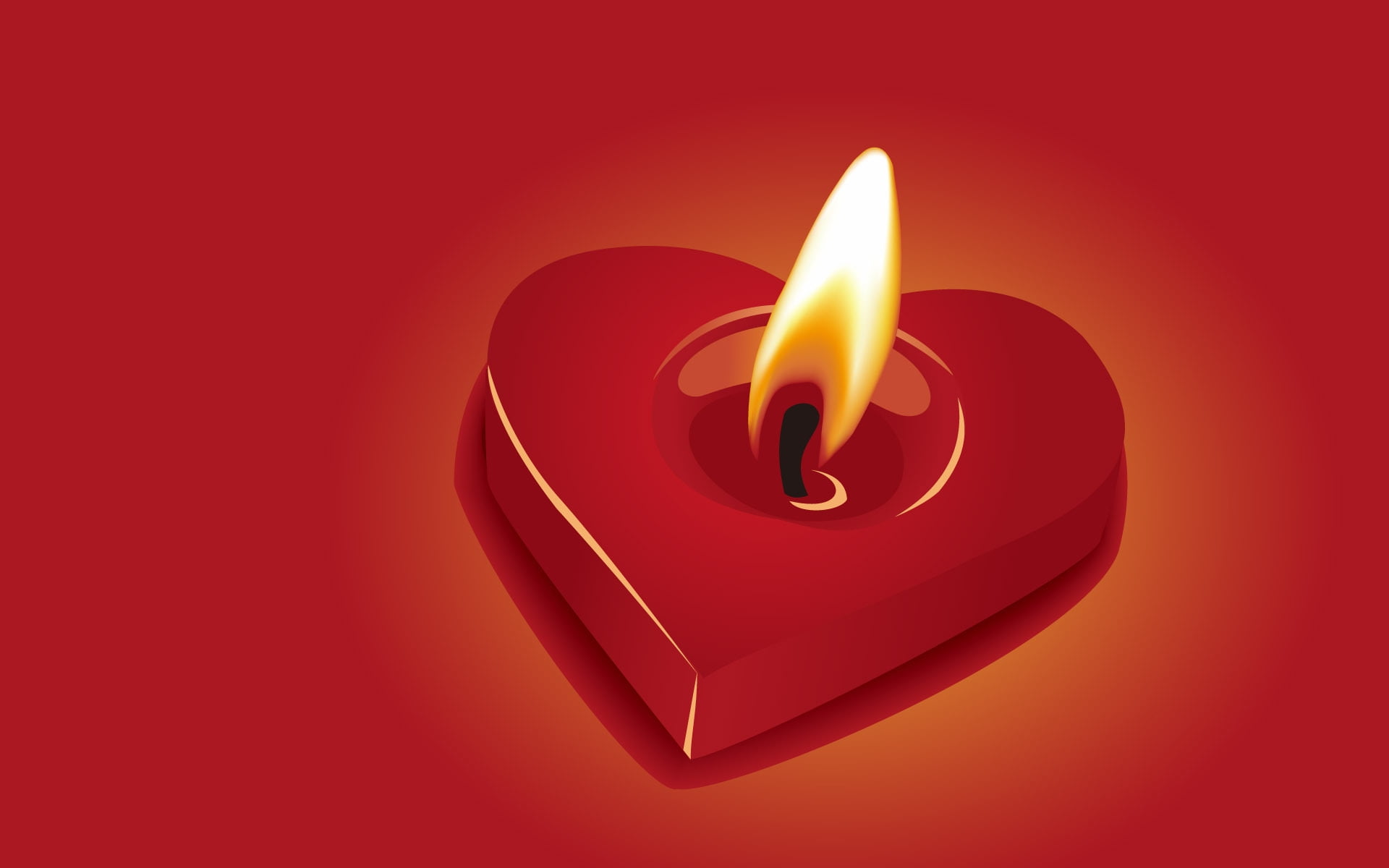 Red heart shape candle with fire HD wallpaper | Wallpaper Flare