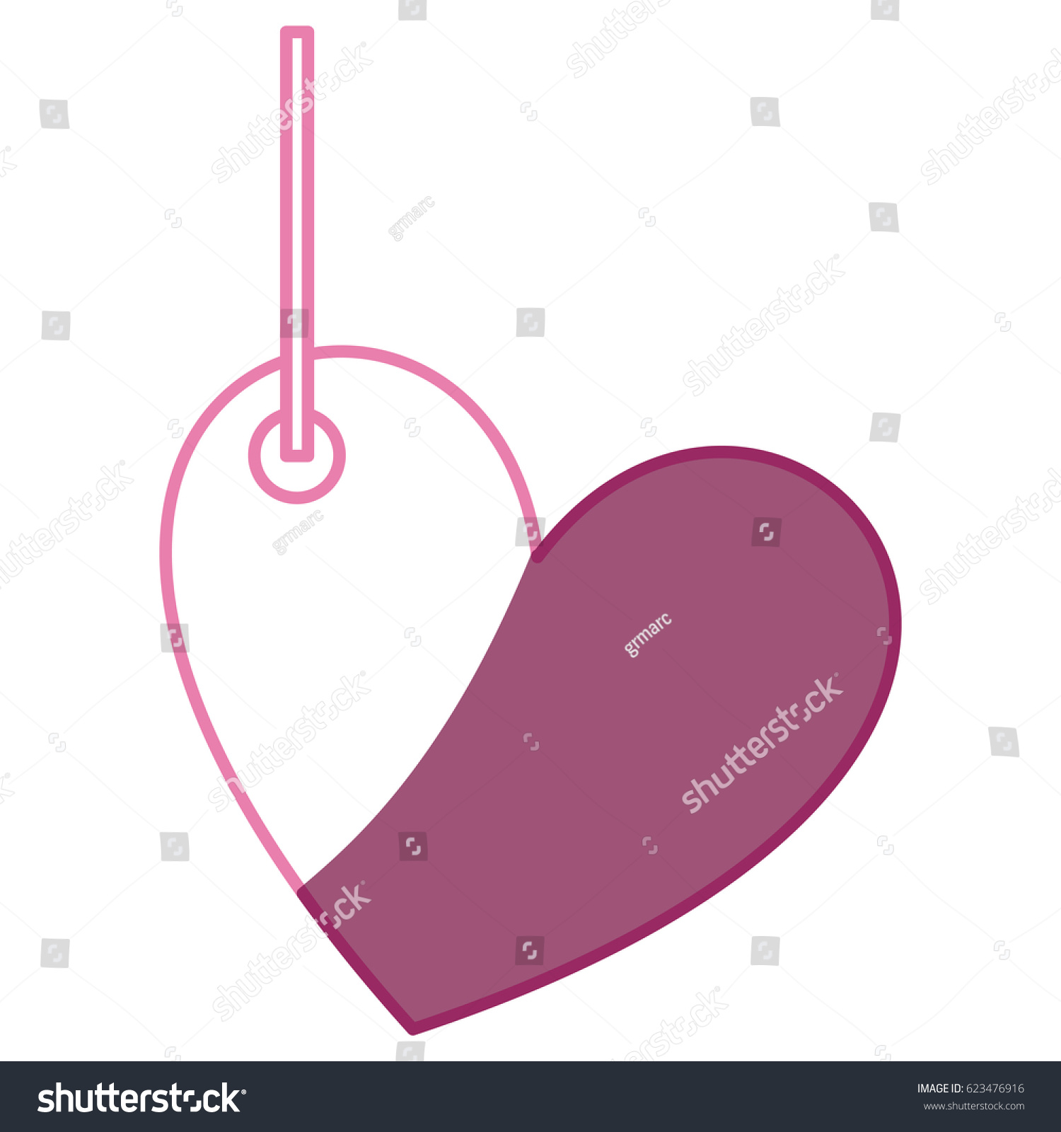 Pink Color Silhouette Love Heart Figure Stock Vector 623476916 ...