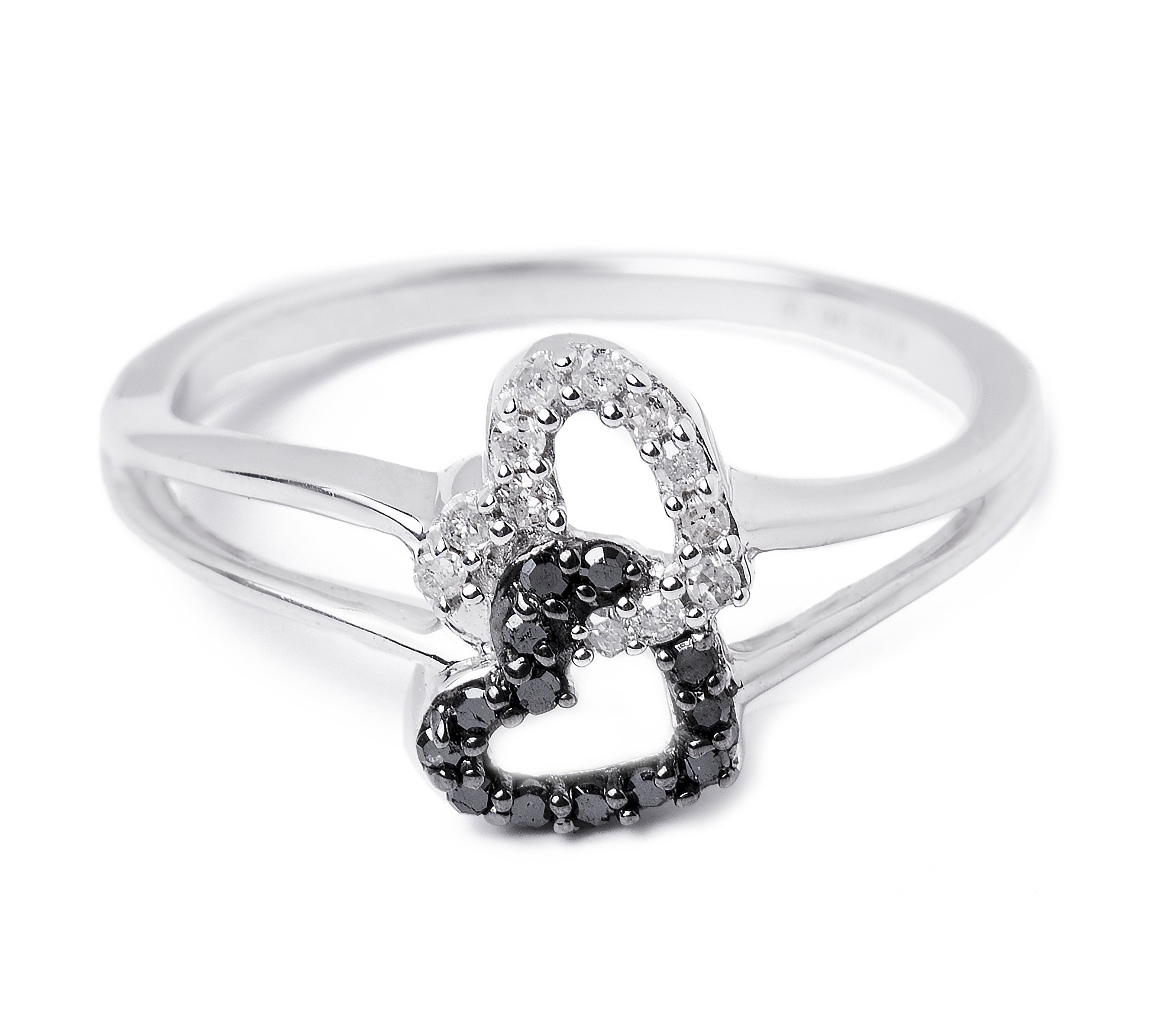 925 Silver Diamond Double Heart Ring (Includes 25 Diamonds) - Ashley ...