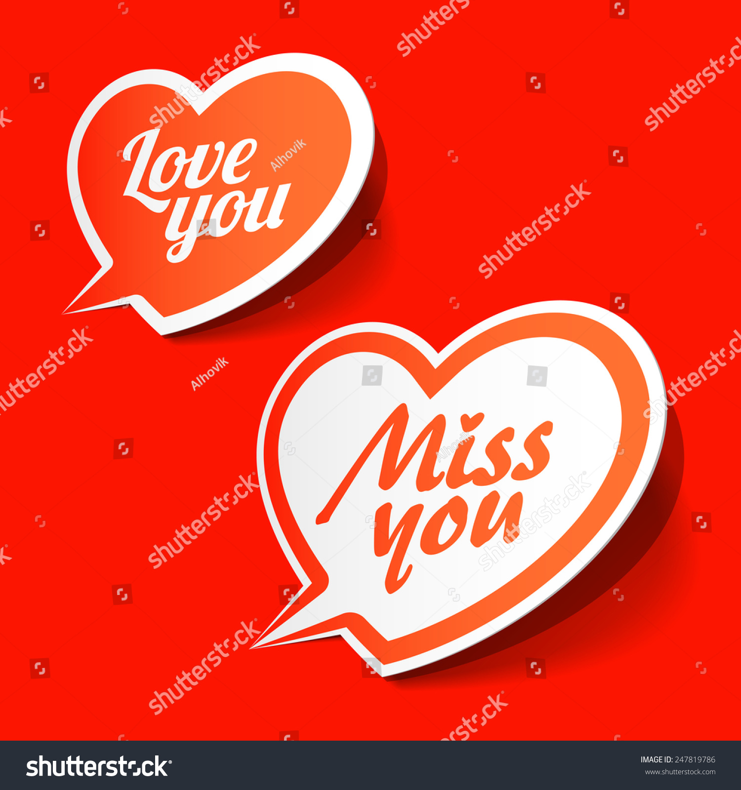 Love You Miss You Heart Shaped Stock Vector (2018) 247819786 ...