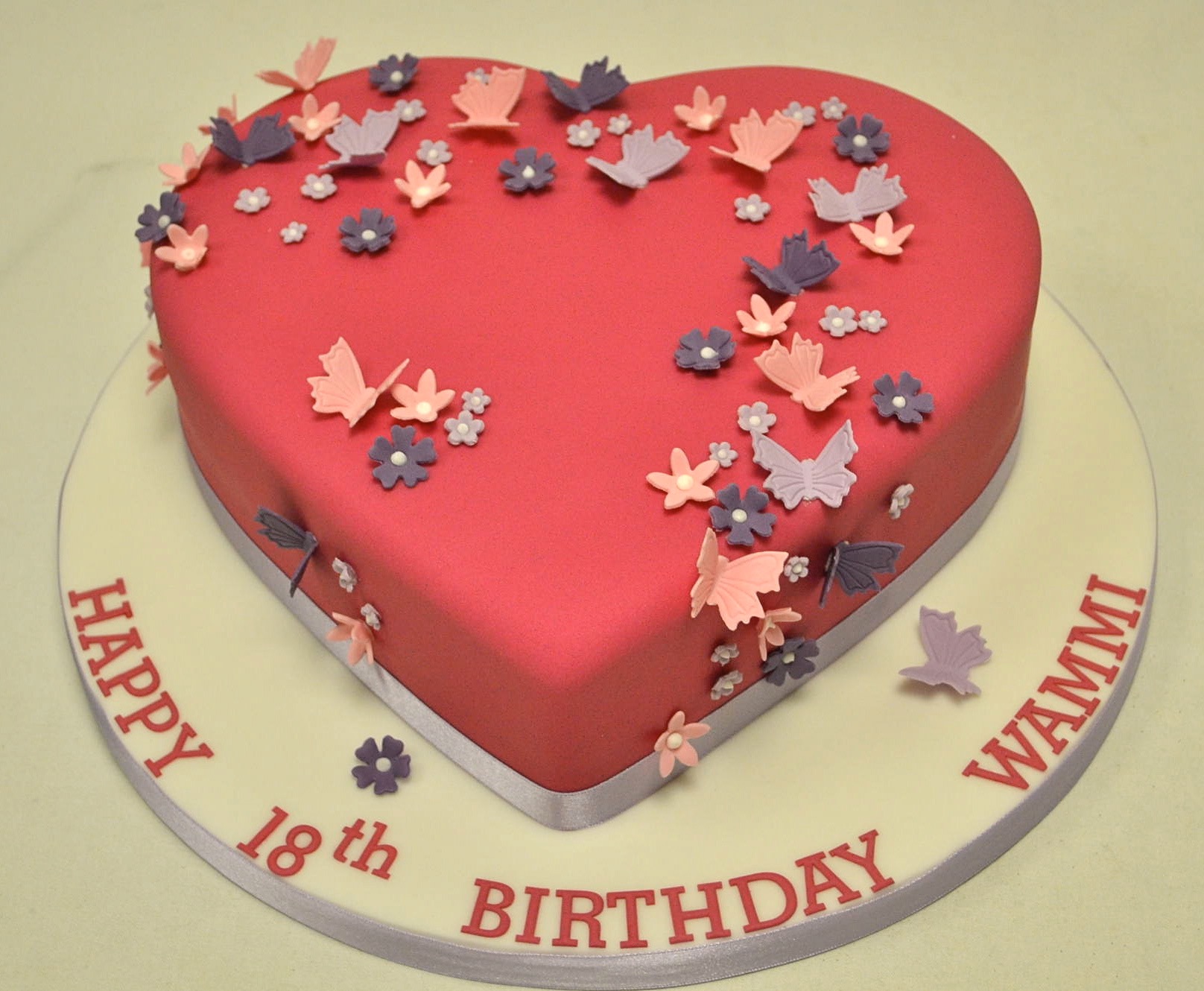 Heart Shaped Blossom and Butterfly 18th Birthday Cake - Girls ...