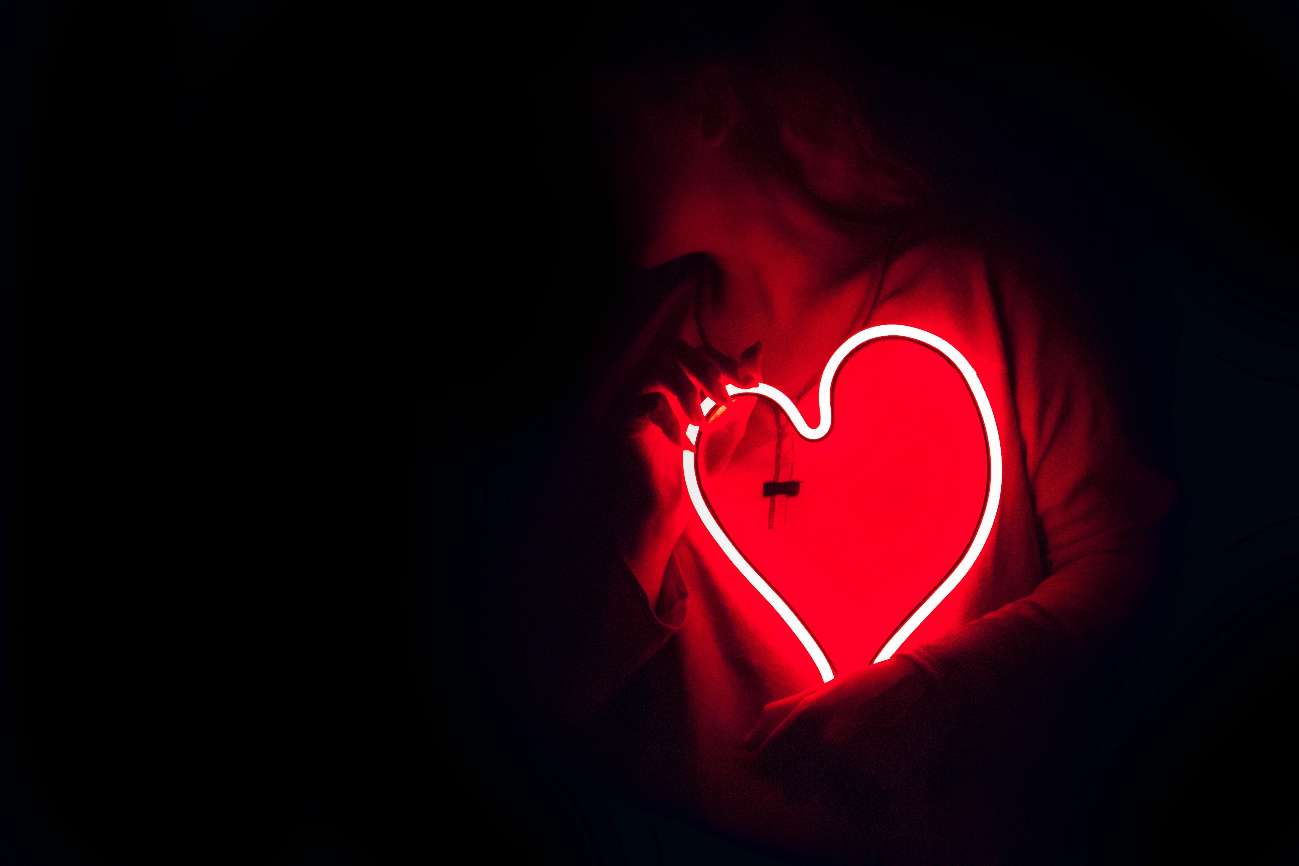 Heart-shaped red neon signage photo