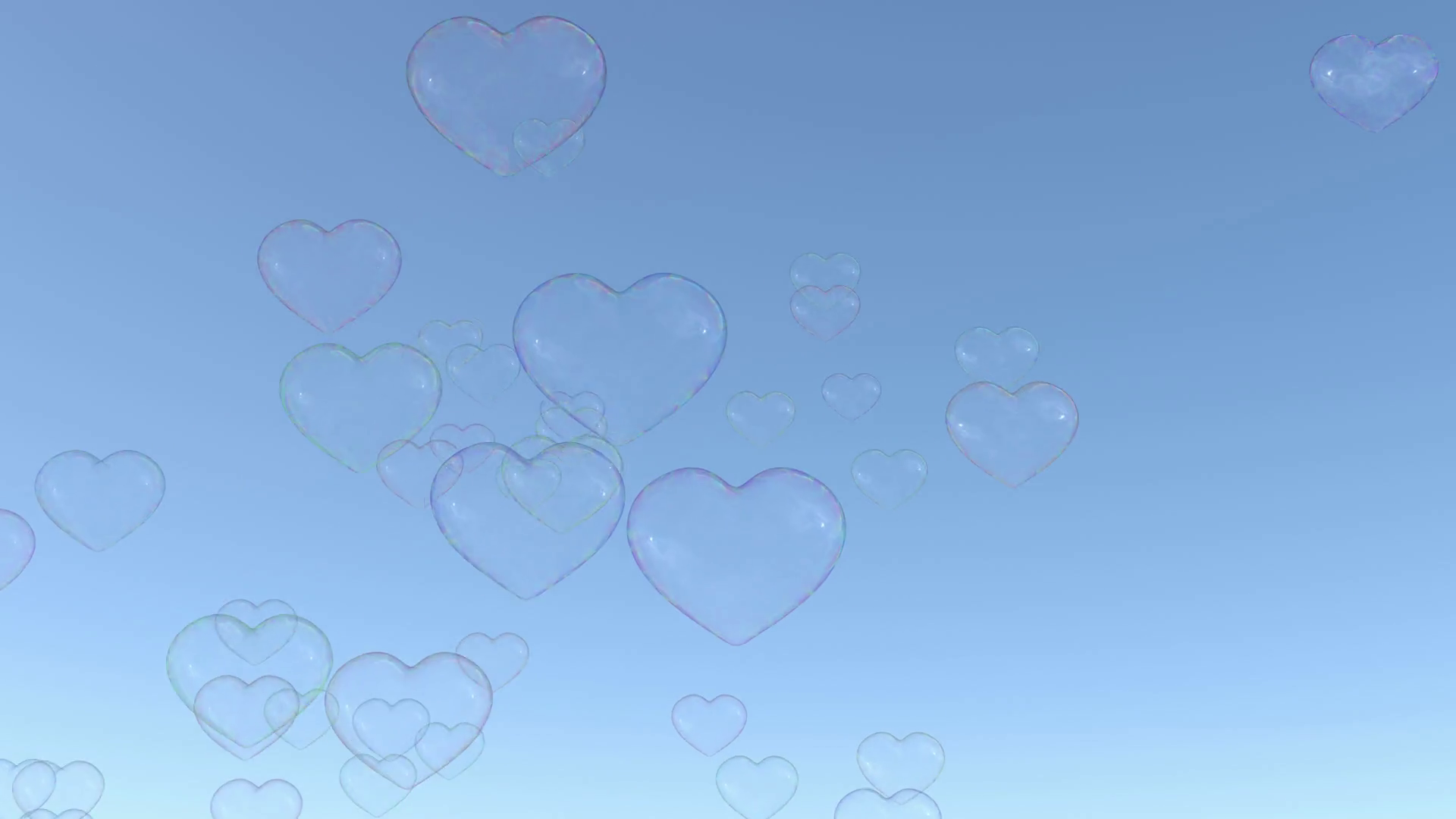 Soap hearts fly from left side up to the sky. Loop ready animation ...