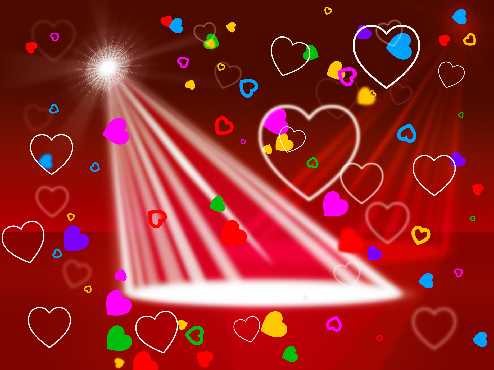 Heart spotlight shows valentines day and affection photo