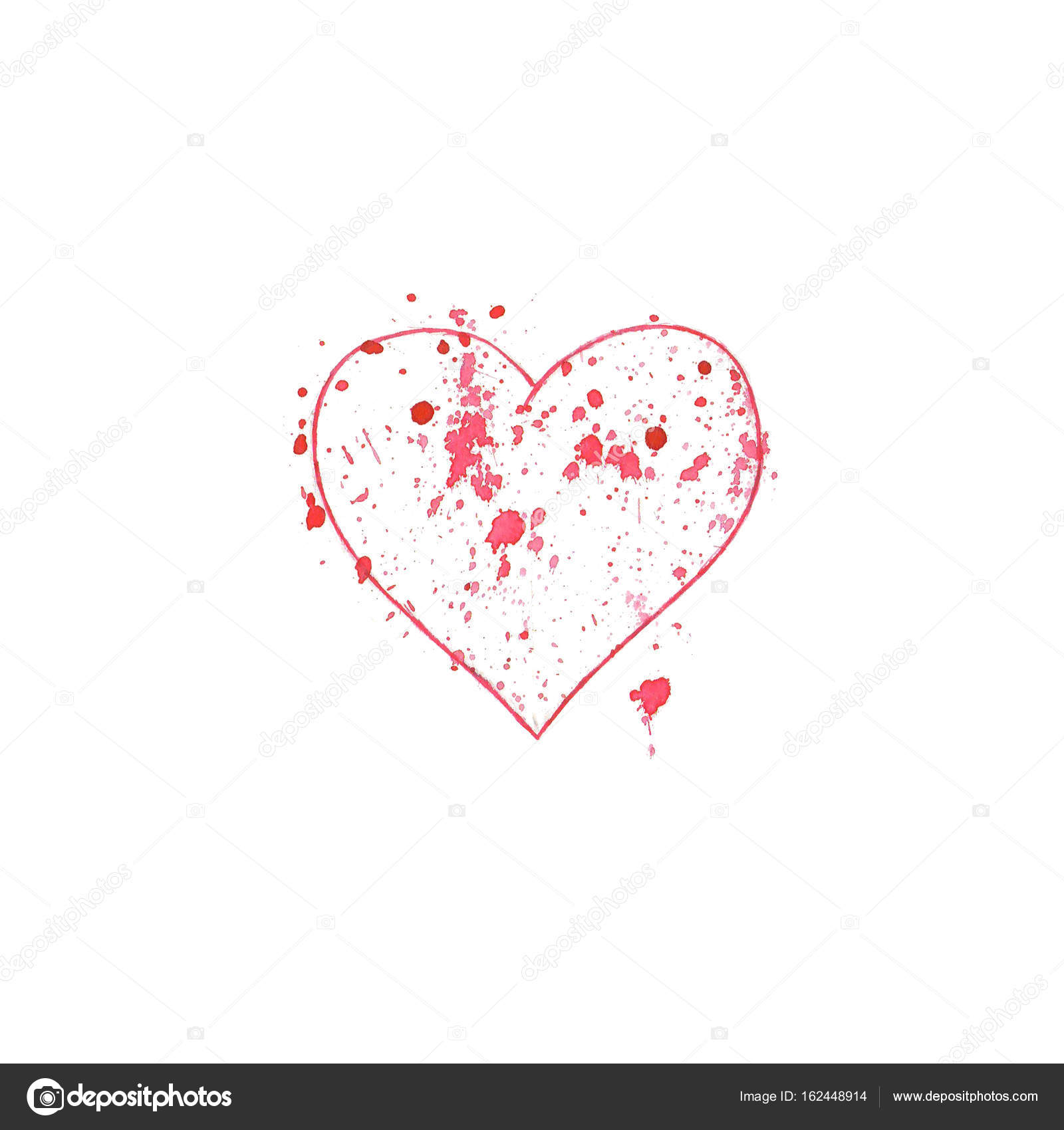 Watercolor heart with stains. Sketch style — Stock Photo © OlgaZe ...