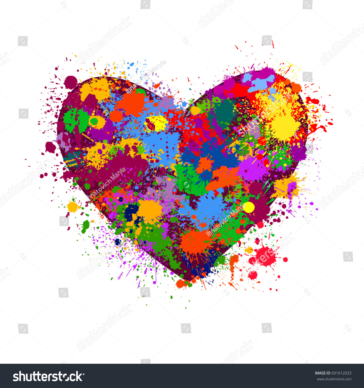 Colored Heart Paint Stains Vector Stock Vector (2018) 691612033 ...