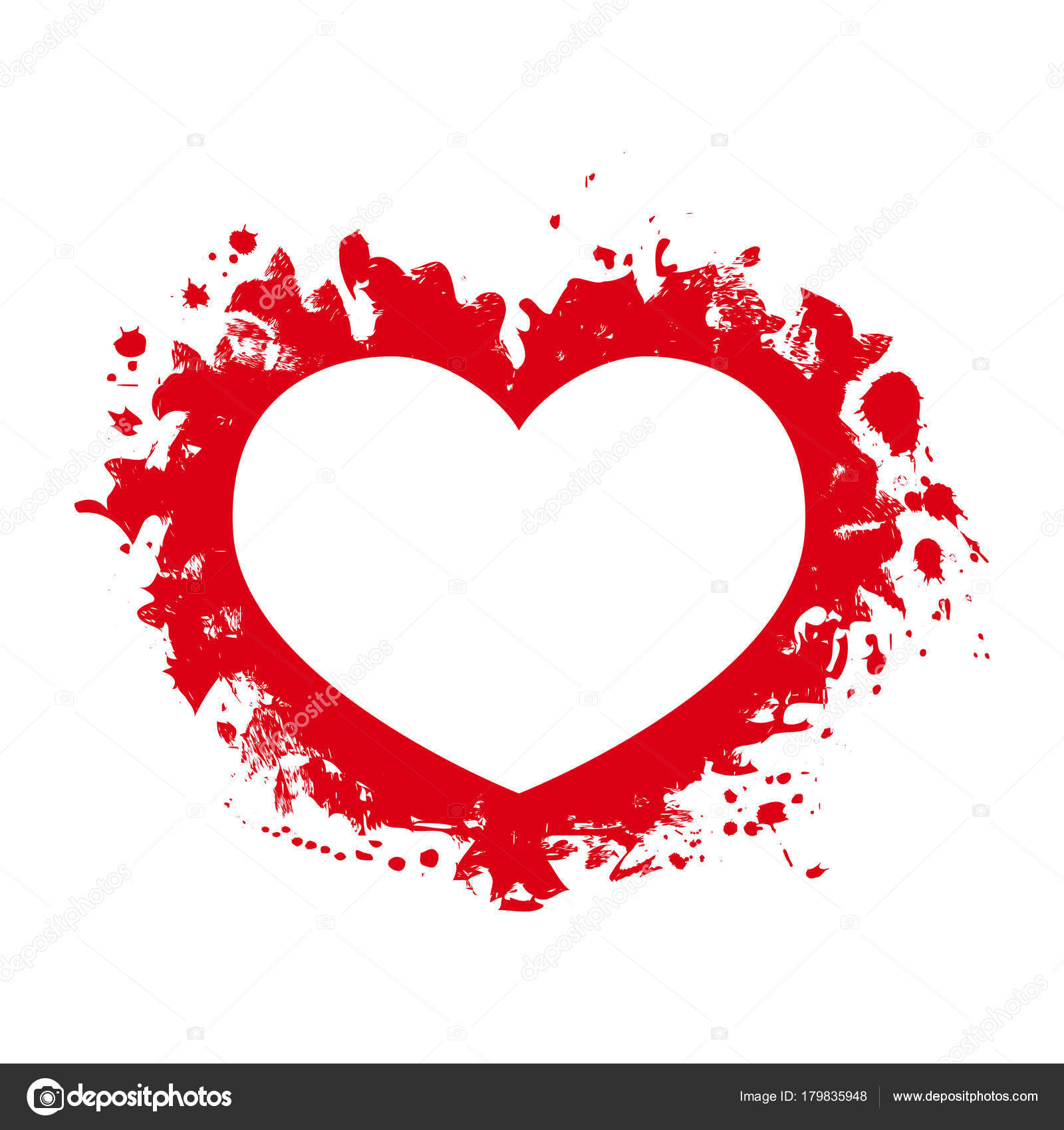 heart stylized under drops of watercolor or splashes and stains ...