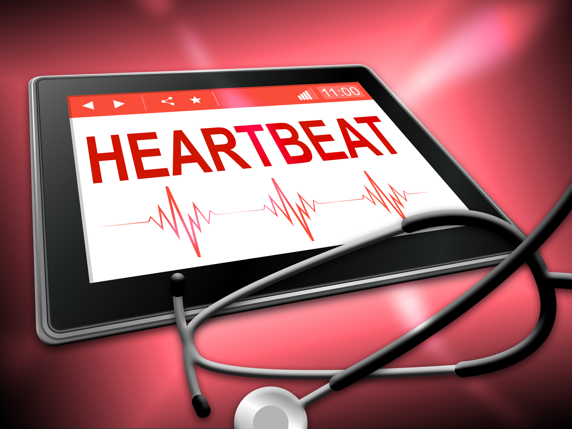 Heartbeat tablet means pulse trace and cardiology photo