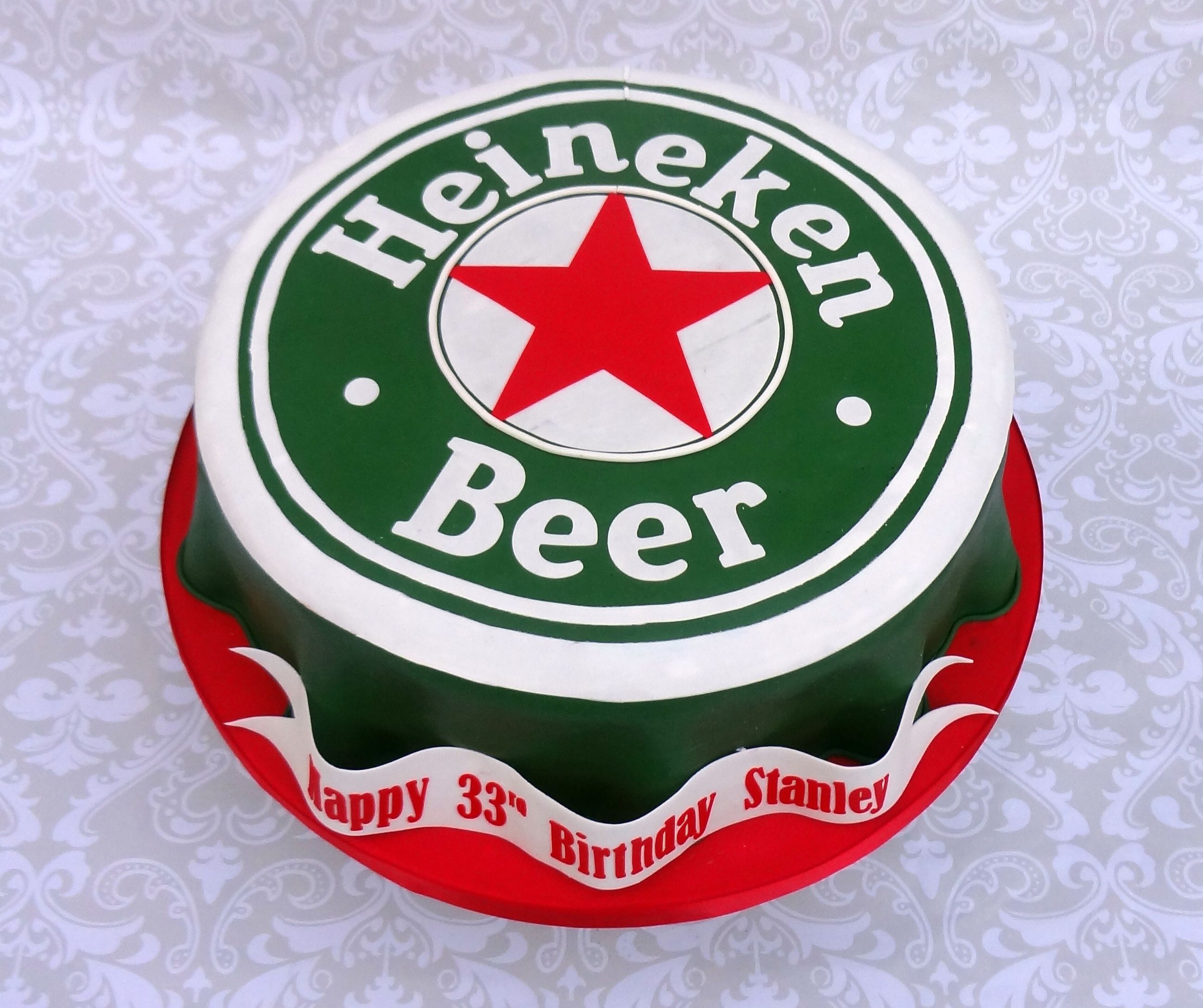 Heineken Beer Cap Cake - Beer cap cake to feed 50. All edible ...