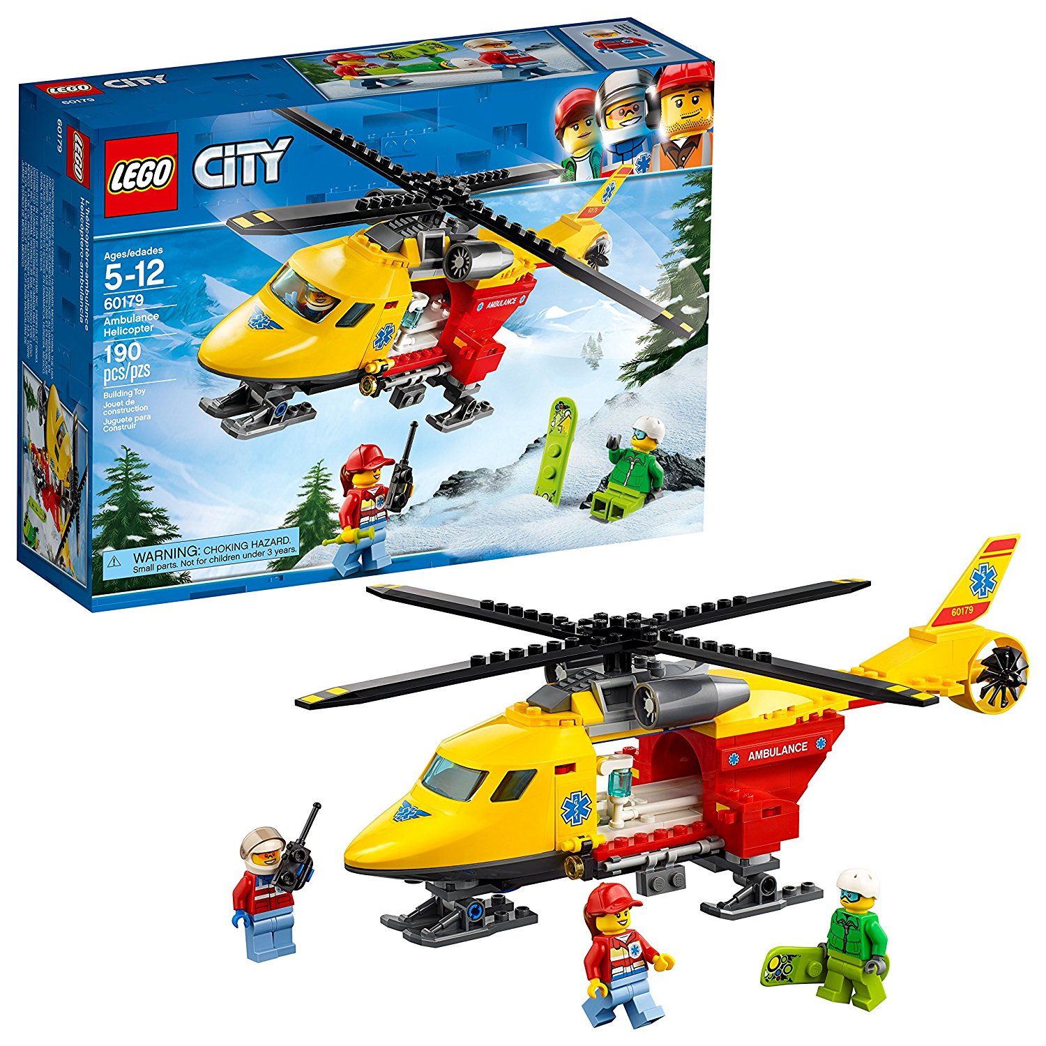 Amazon.com: LEGO City Ambulance Helicopter 60179 Building Kit (190 ...