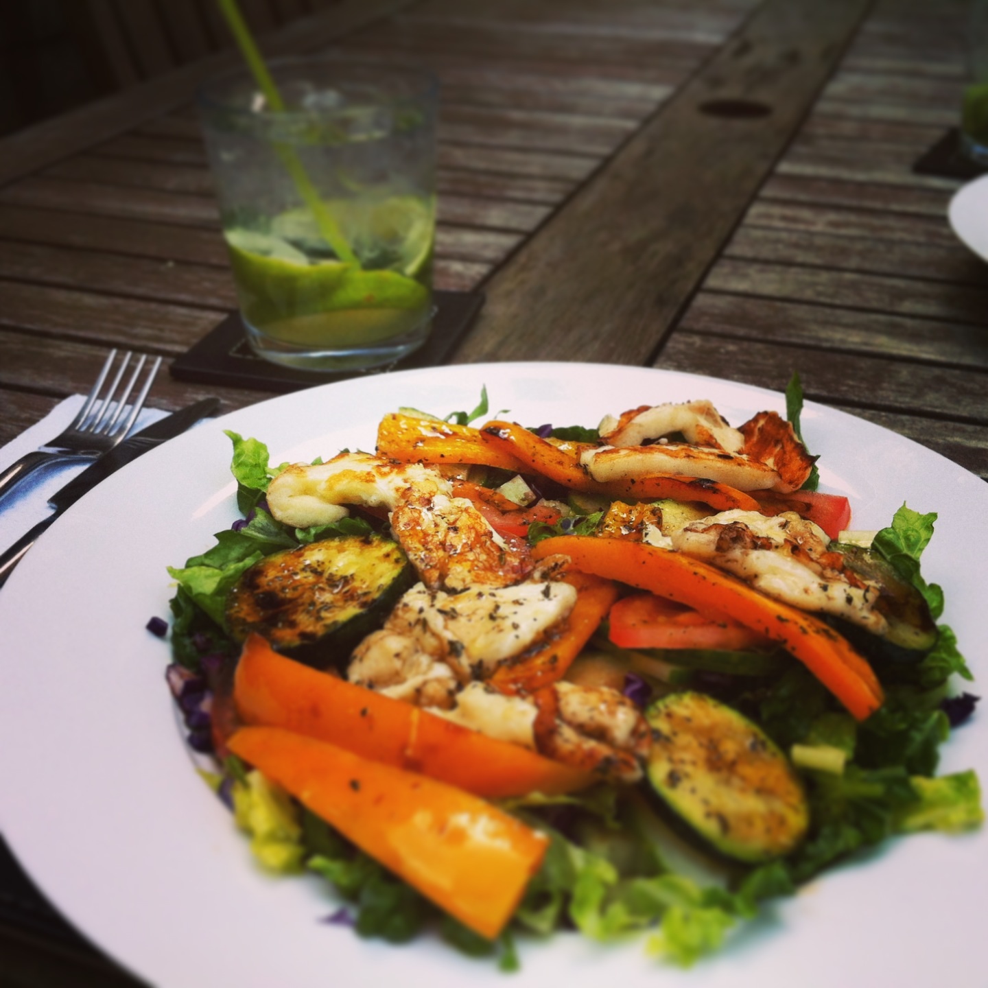 Grilled Hellim, Yellow Pepper & Courgette Salad | Meliz Cooks