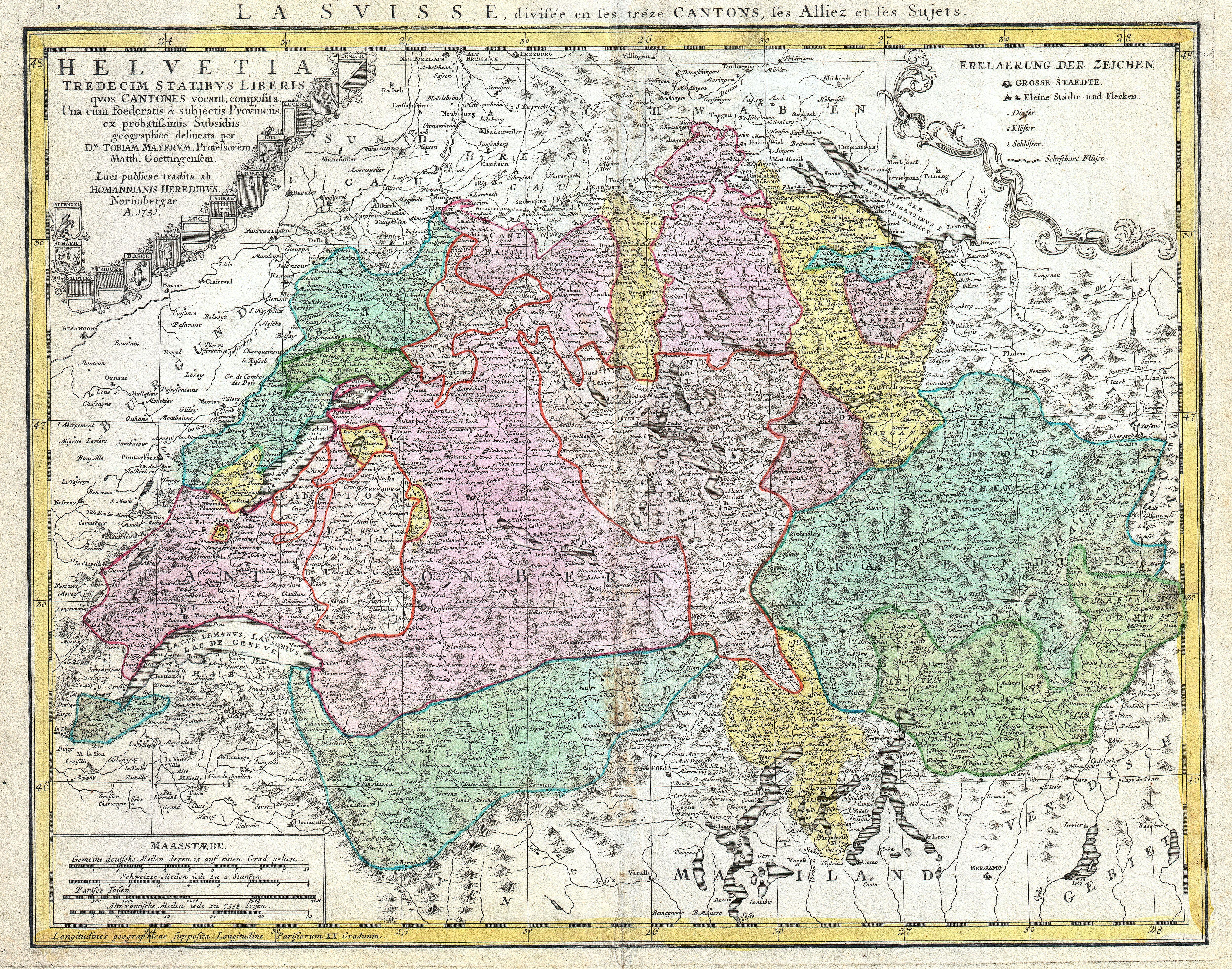 File:1752 Homann Heirs Map of Switzerland - Geographicus - Helvetia ...