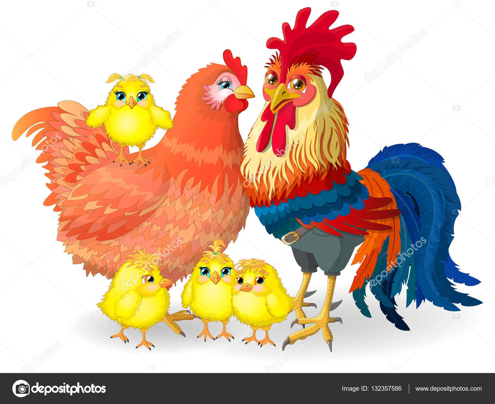 Cock family - cock, hen and chickens. — Stock Vector © Skaska_I ...