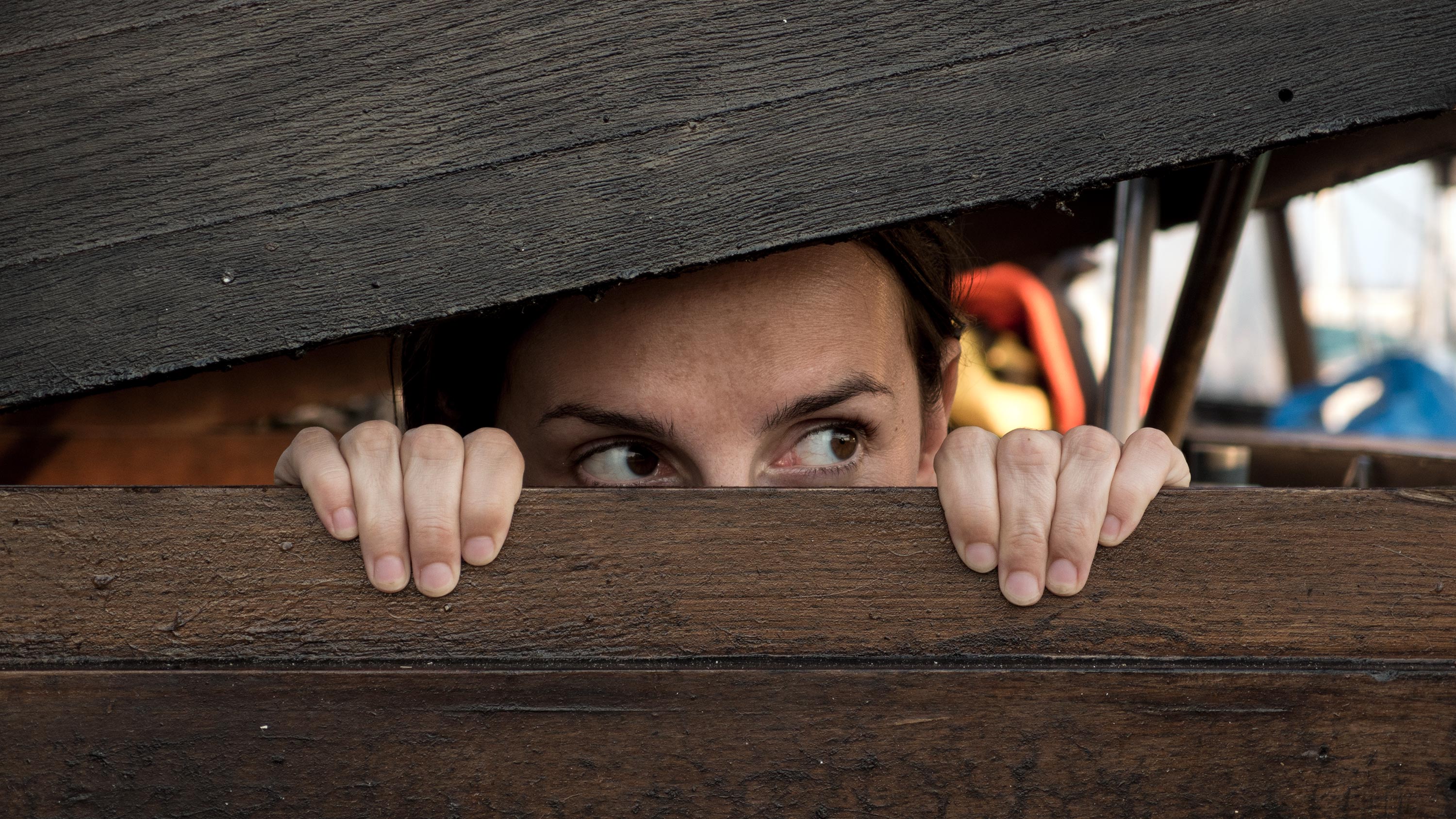 Free Image: Woman playing hide and seek | Libreshot Public Domain Photos