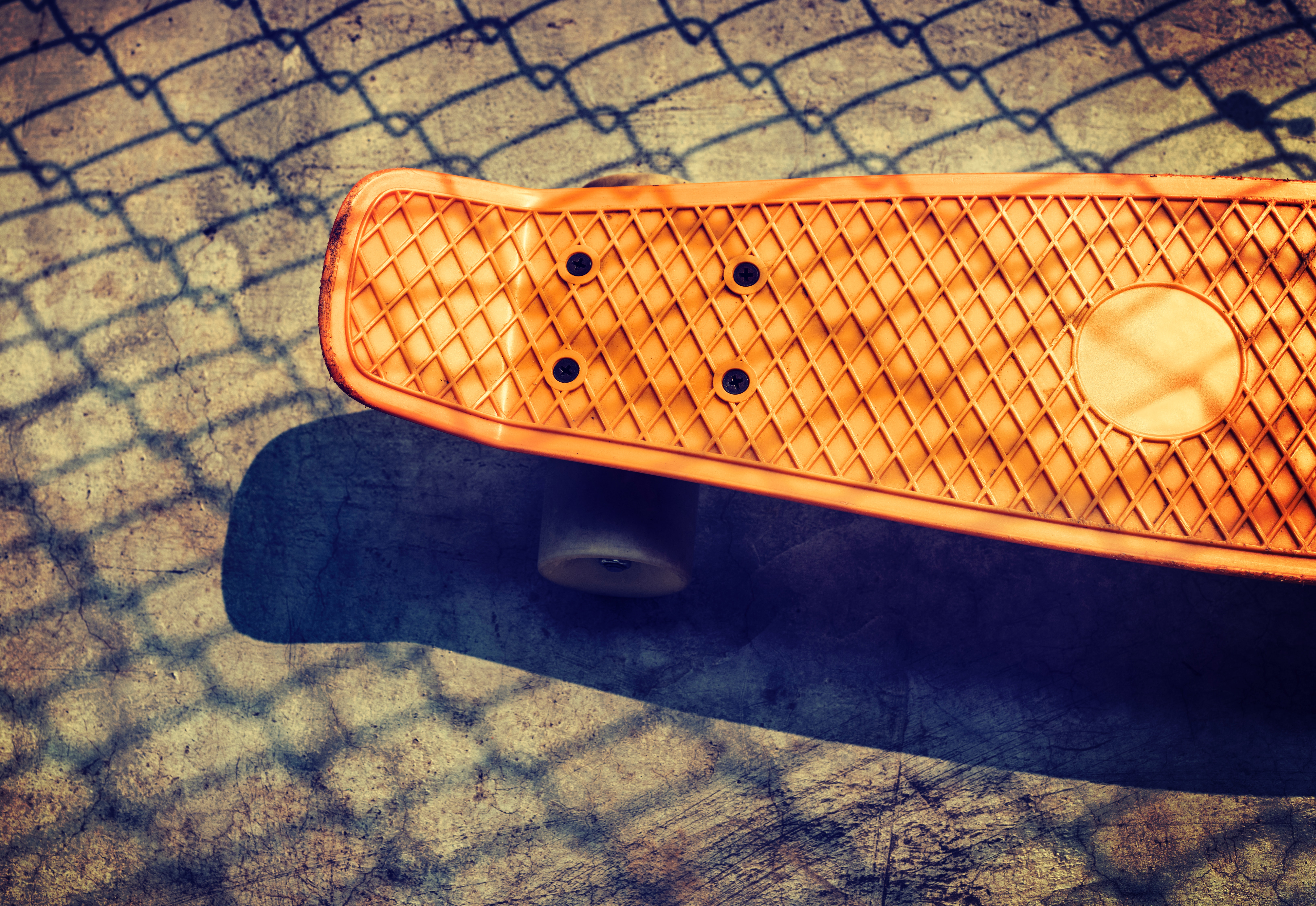 High angle view of a skateboard photo