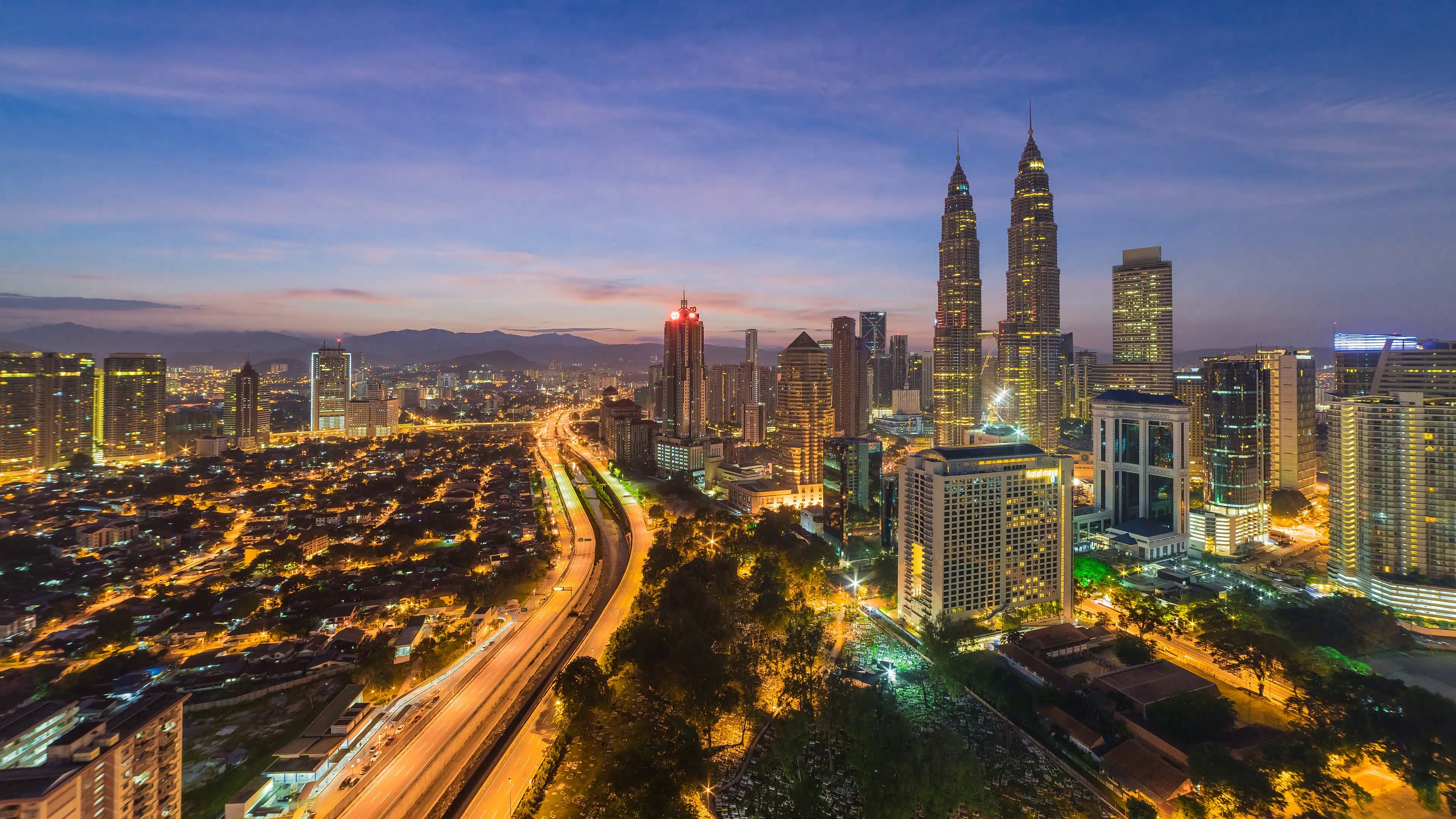 Kuala Lumpur from high angle view during beautiful sunrise. Time ...