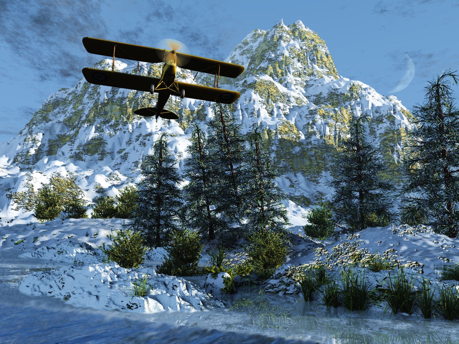 Mountains: Mountains Plane High Snow Trees Flying Nature Thunder Sky ...