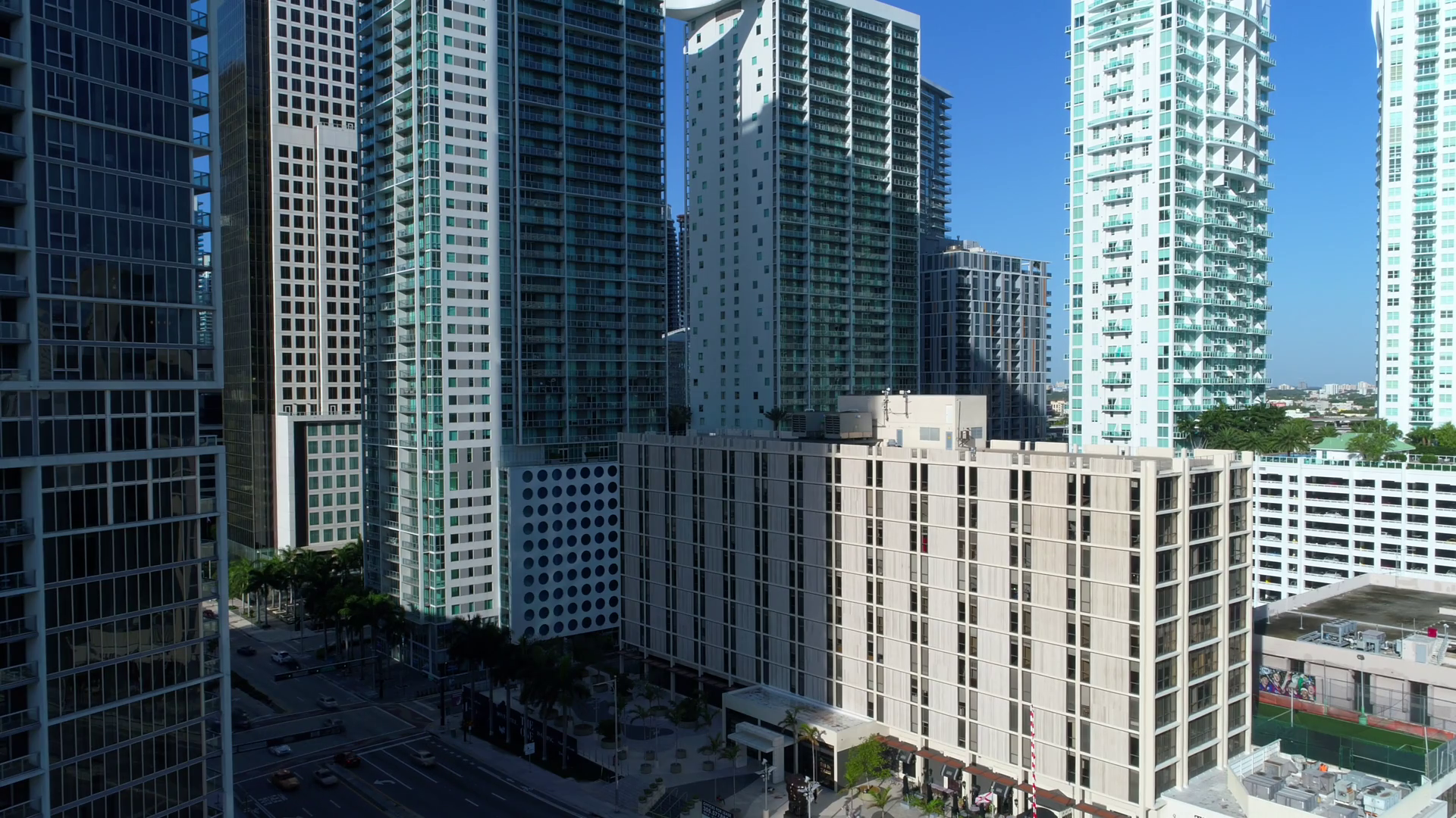 Aerial Simulated Static View Brickell Avenue And Highrise Buildings ...