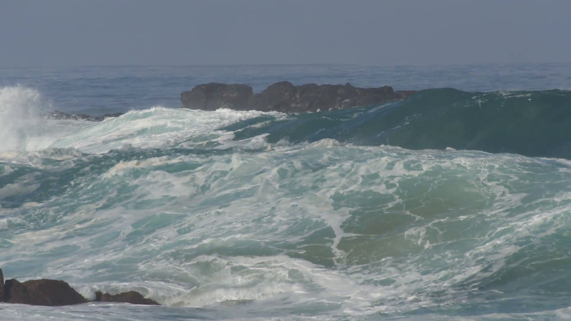 Ocean big wave crushing high tide stormy surge tsunami Stock Video ...
