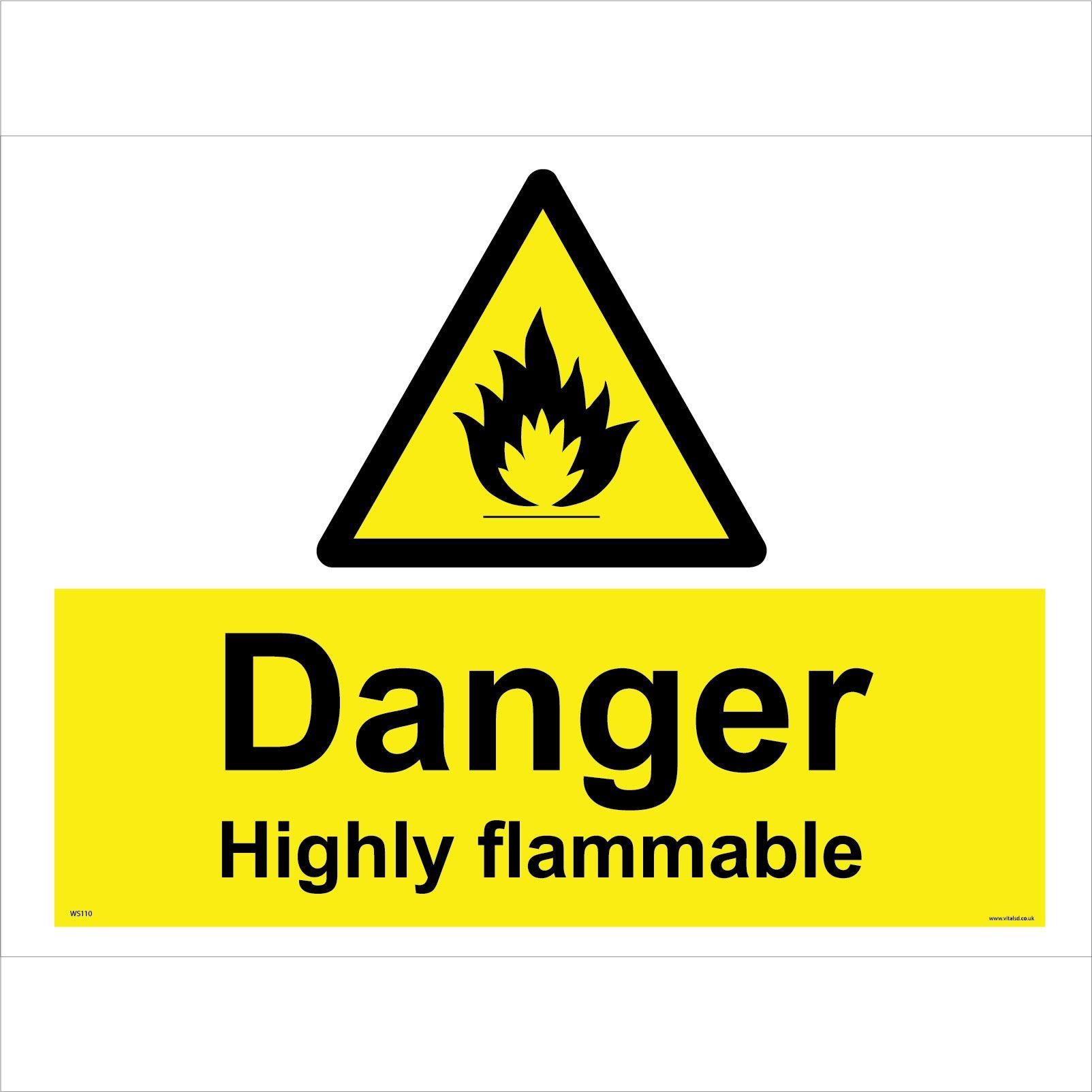 WS110 Danger Highly Flammable Warning Signs - Warning Signs - WARNING