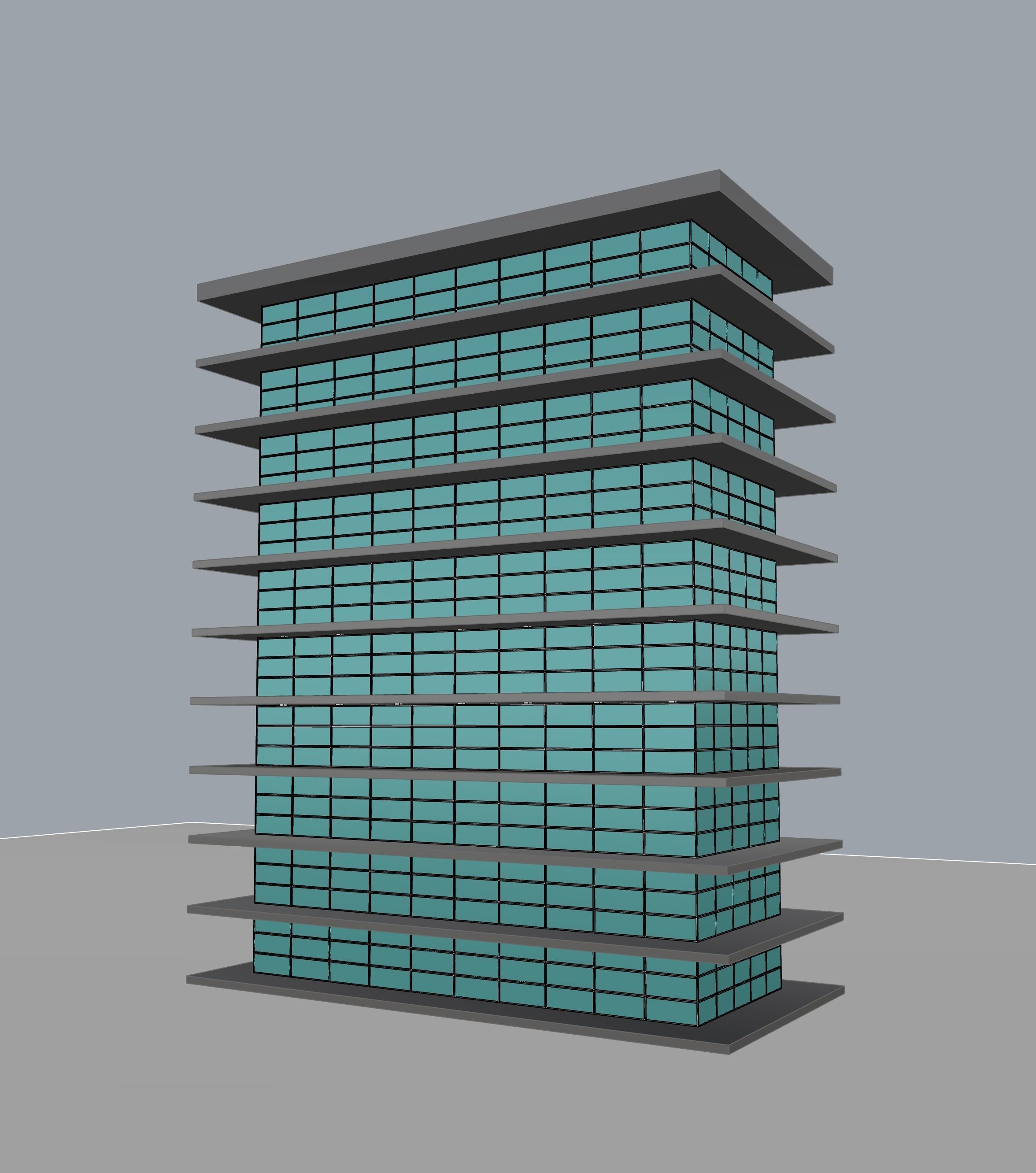 10 Story high rise glass building architecture and 3D 1
