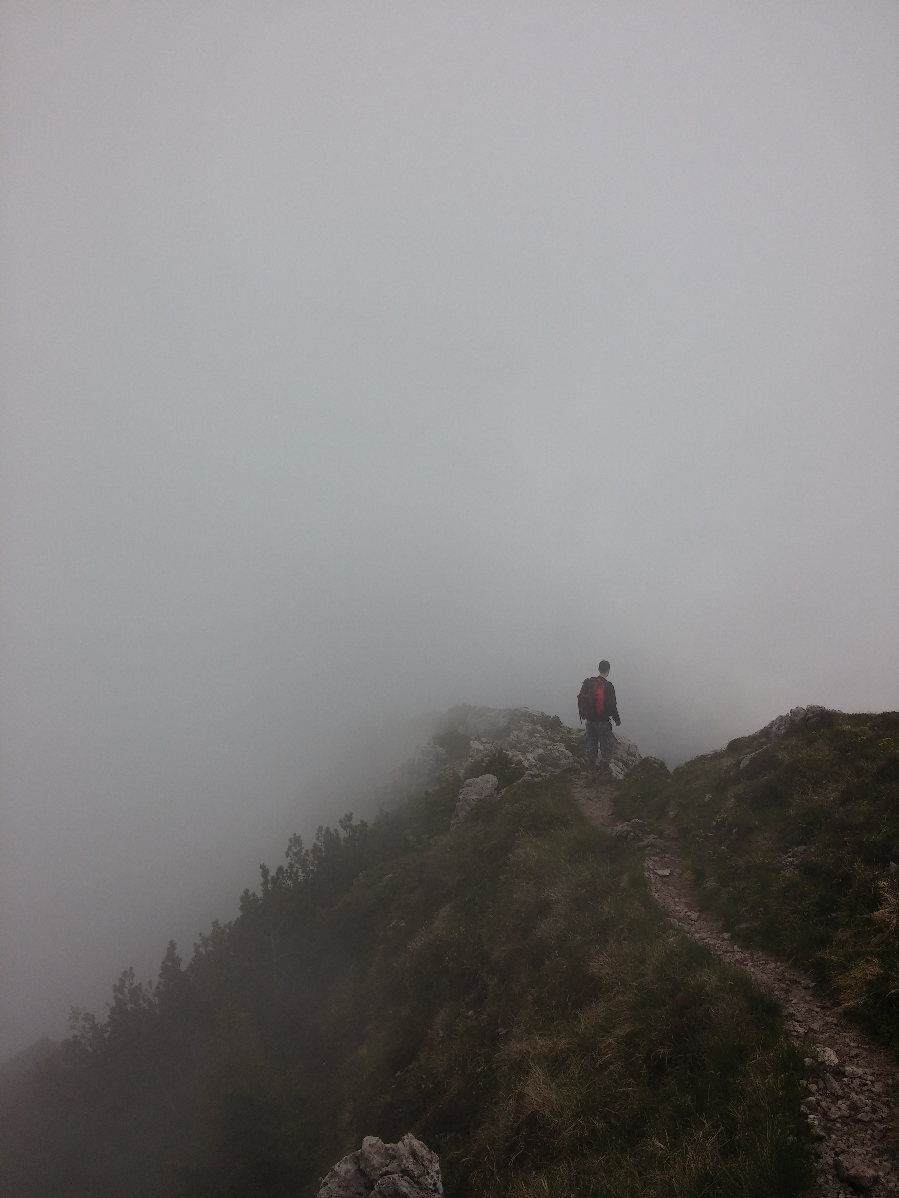 Hiker in the fog photo