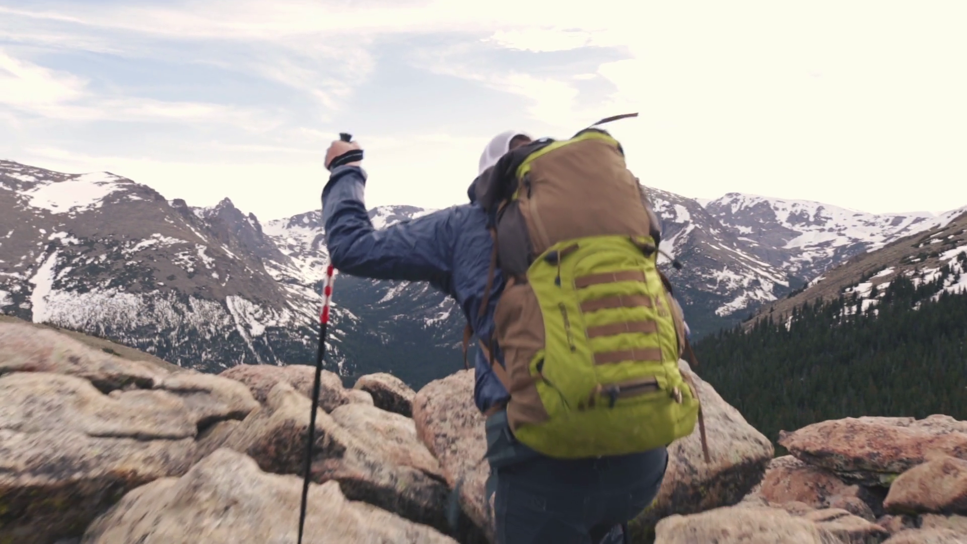 Hiker Reaches Top Of Mountain With A View Stock Video Footage ...